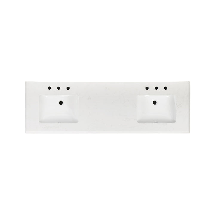72" Undermount Double Sinks Freestanding Bathroom Vanity with White Top in White
