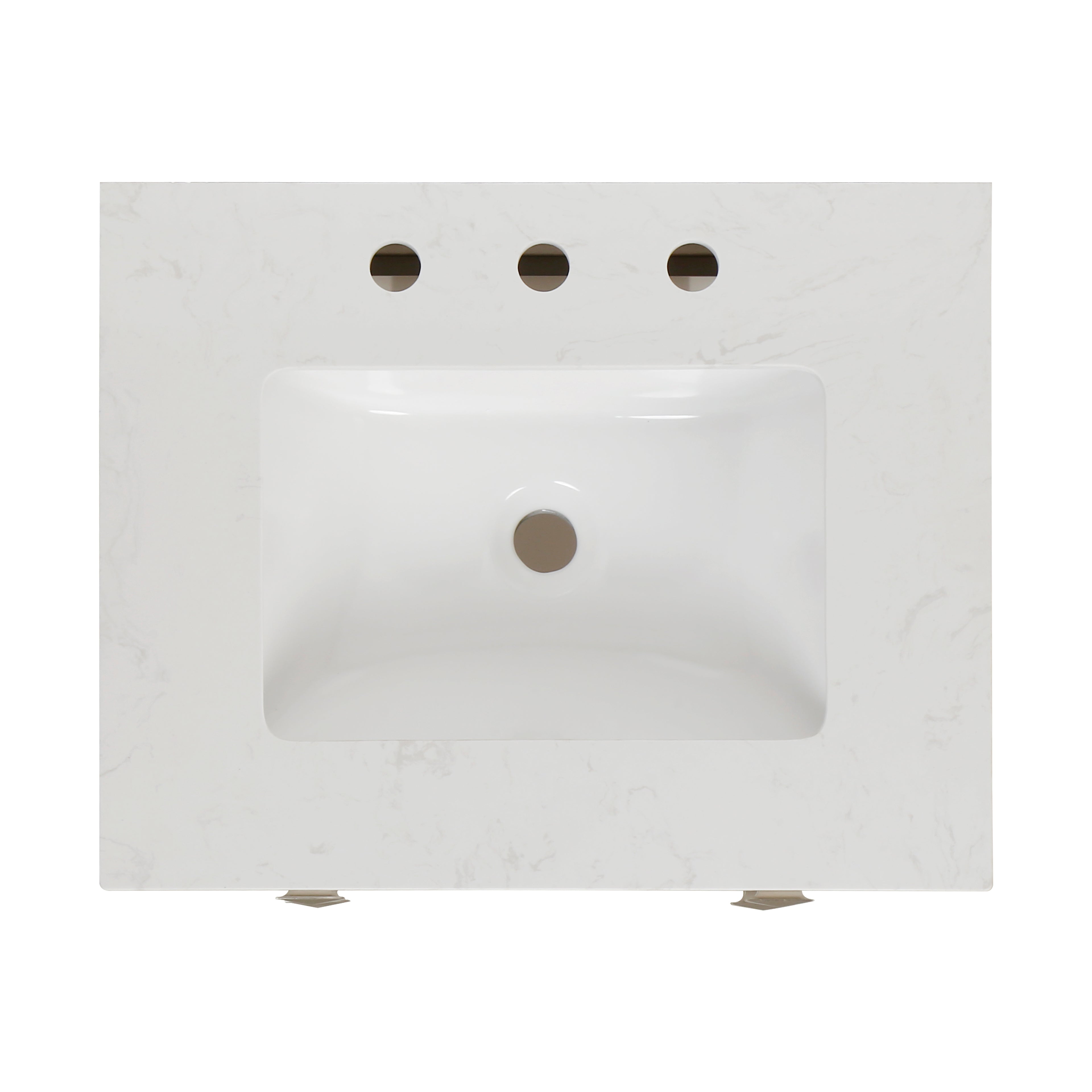 24" Undermount Single Sink Freestanding Bathroom Vanity with White Top in White