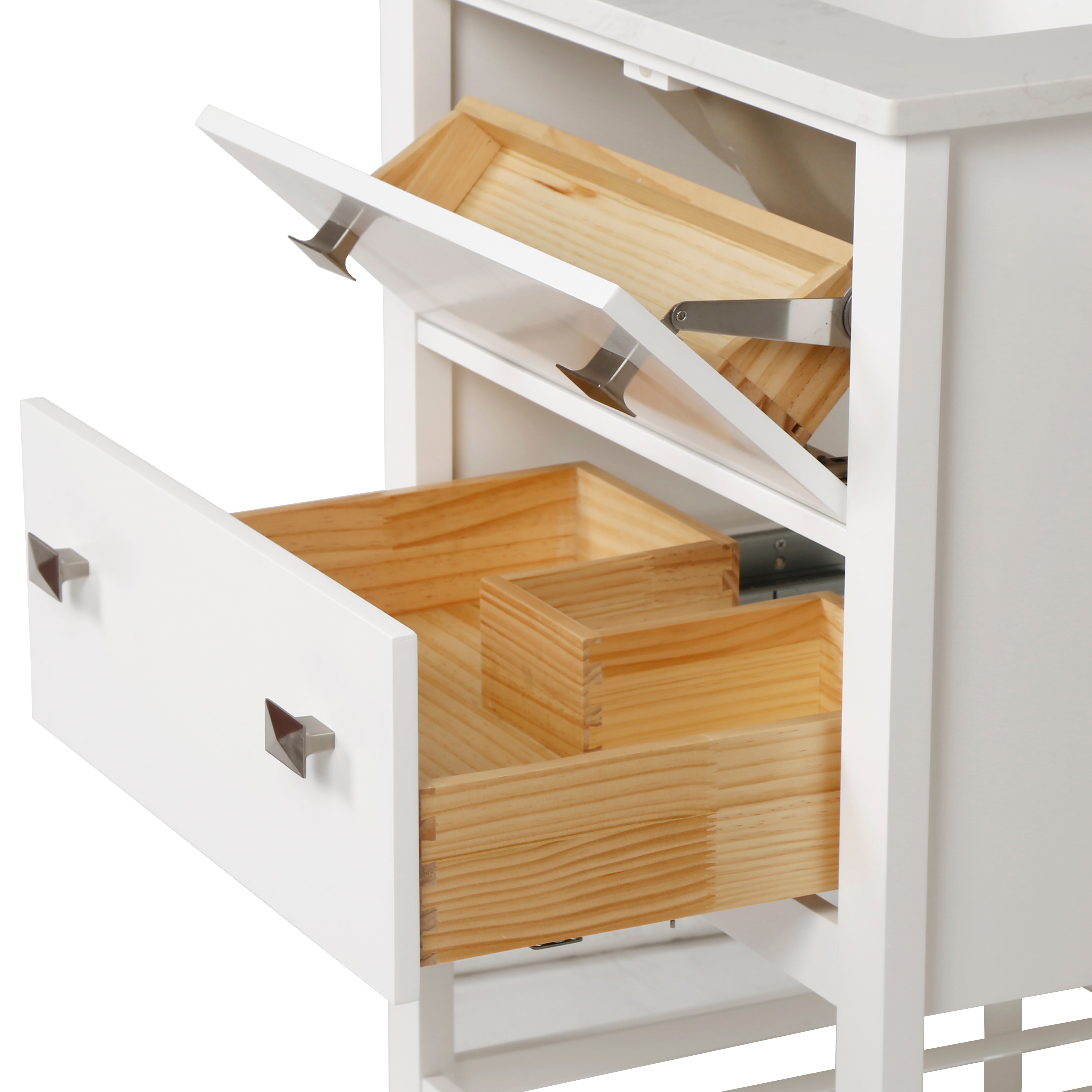 24" Undermount Single Sink Freestanding Bathroom Vanity with White Top in White