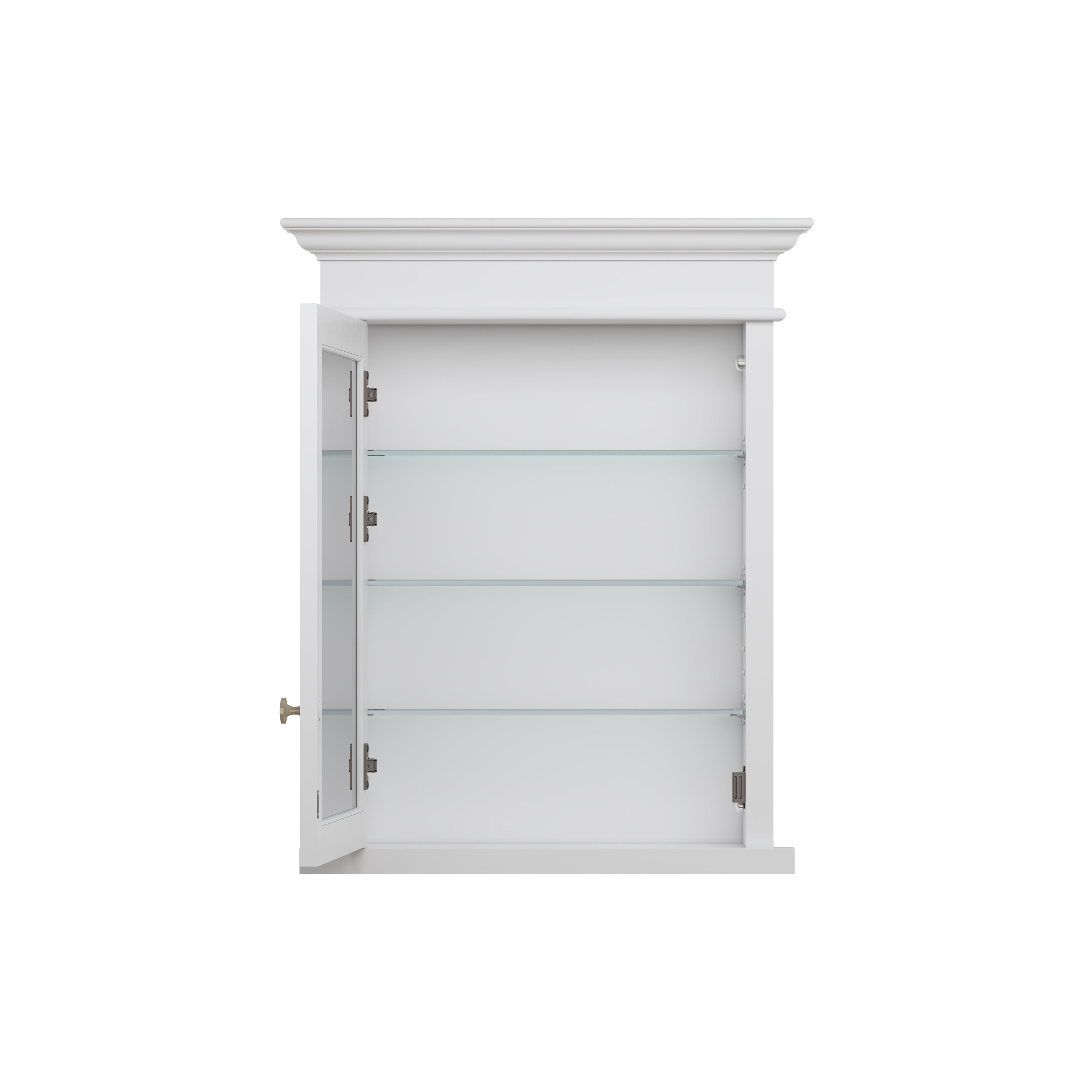 26 in.W x 32 in.H Solid Wood Recessed Bathroom Medicine Cabinet with Mirror in White