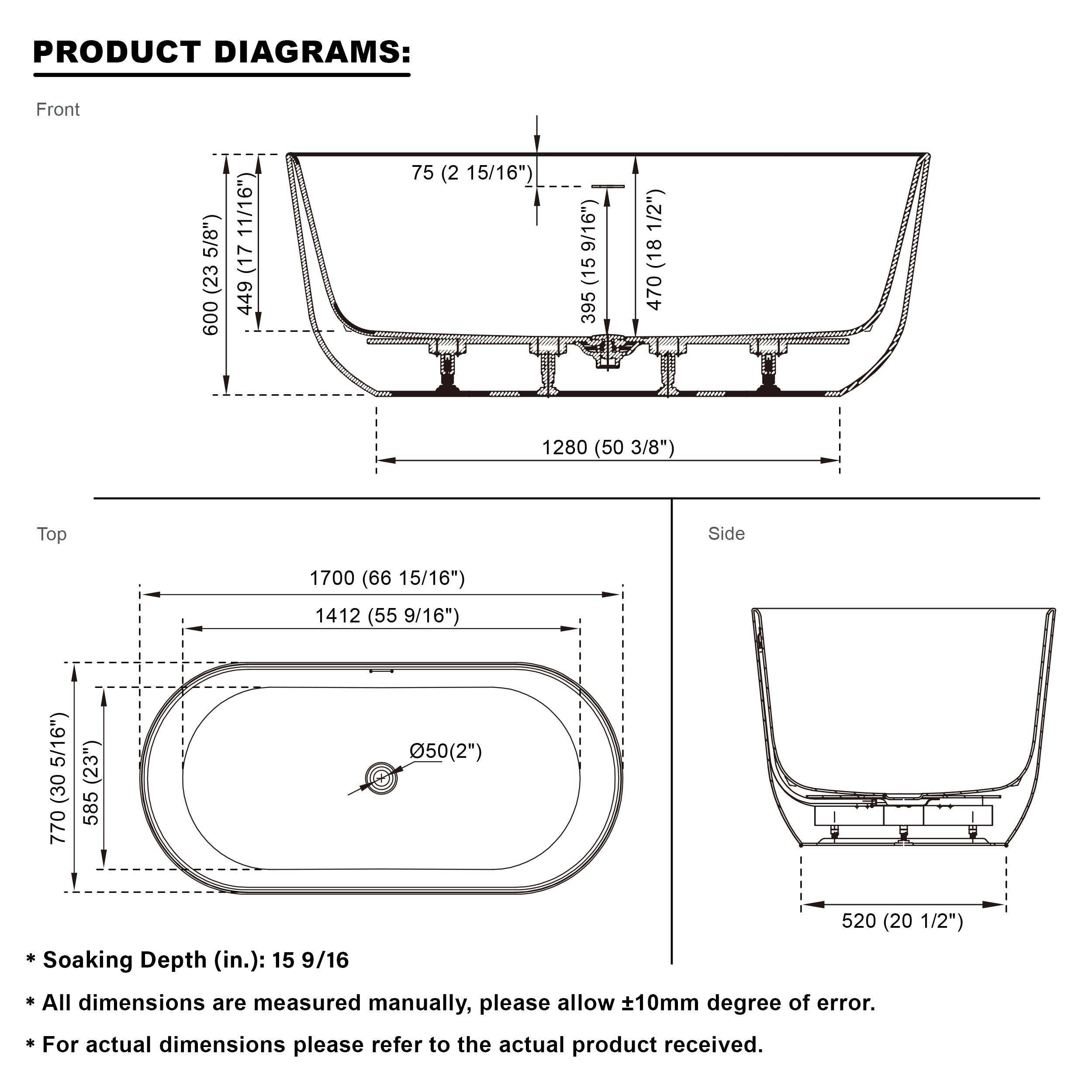67" Freestanding Glossy White Acrylic Bathtub with Integrated Overflow and Chrome Drain