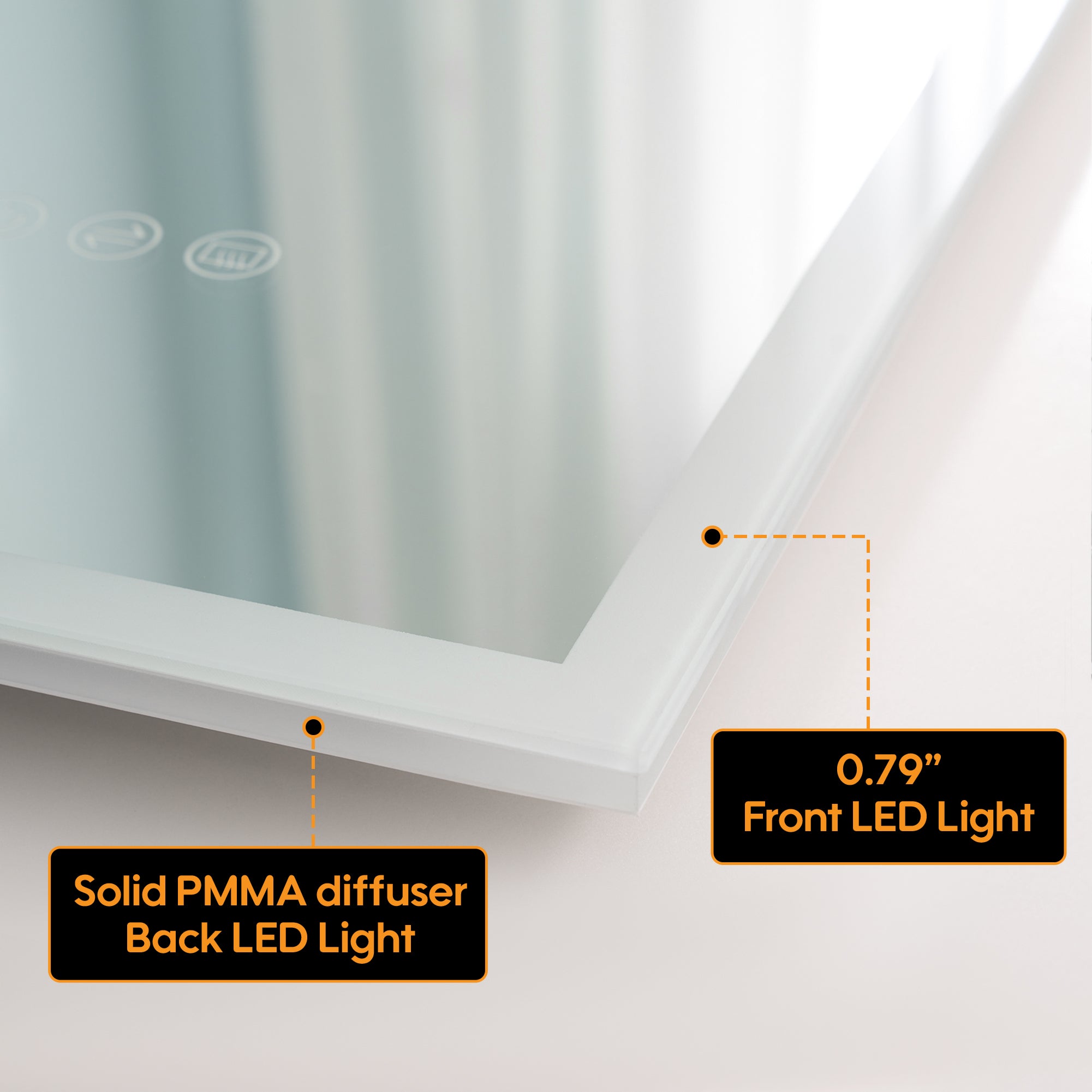 28 in. W x 36 in. H Frameless LED Frontlit & Backlit Bathroom Vanity Mirror, Dimmable & Anti-Fog, Wall Mounted
