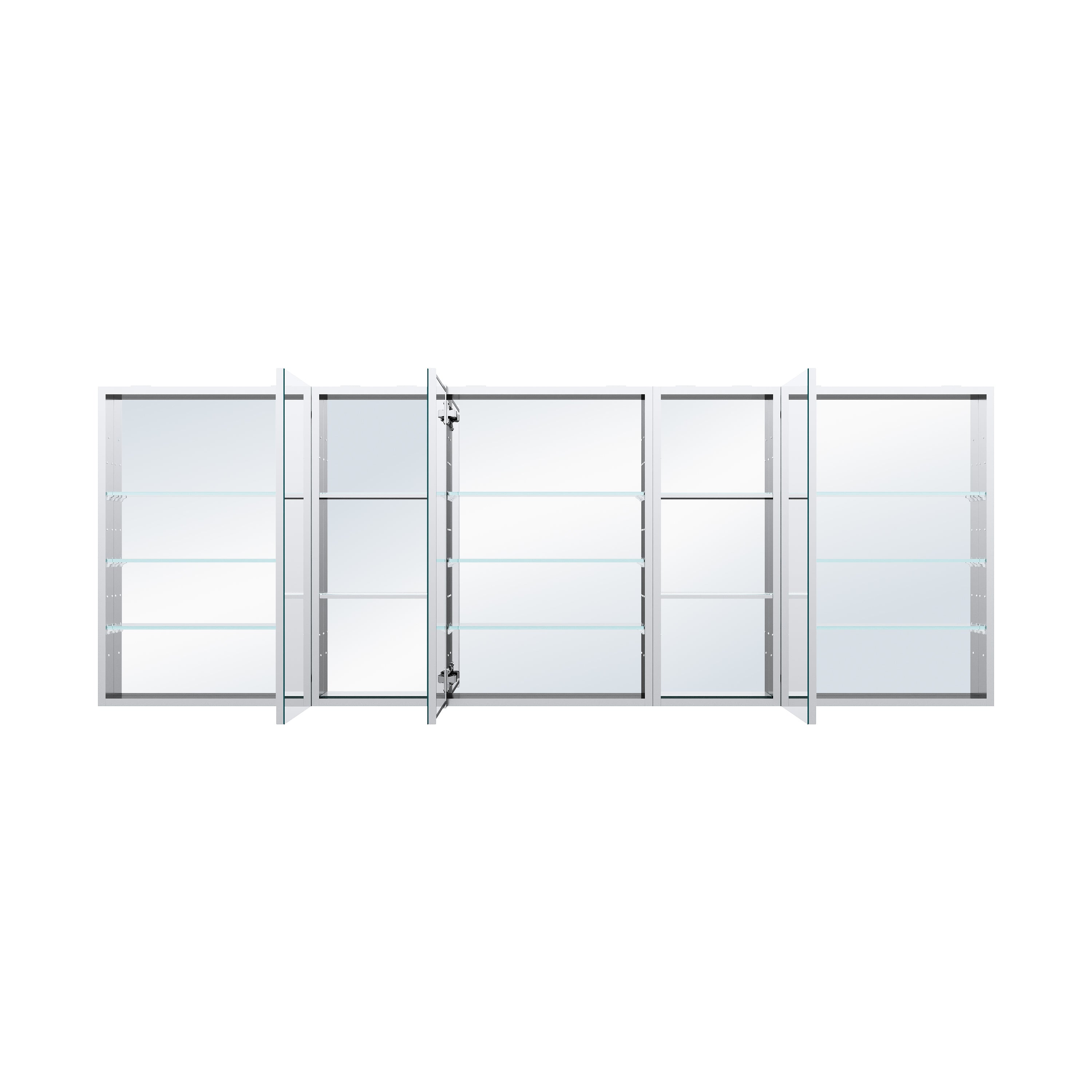 84 in. ×30 in. Aluminum Bathroom Medicine Cabinet and Open Shelf Set, Recessed or Surface Mount