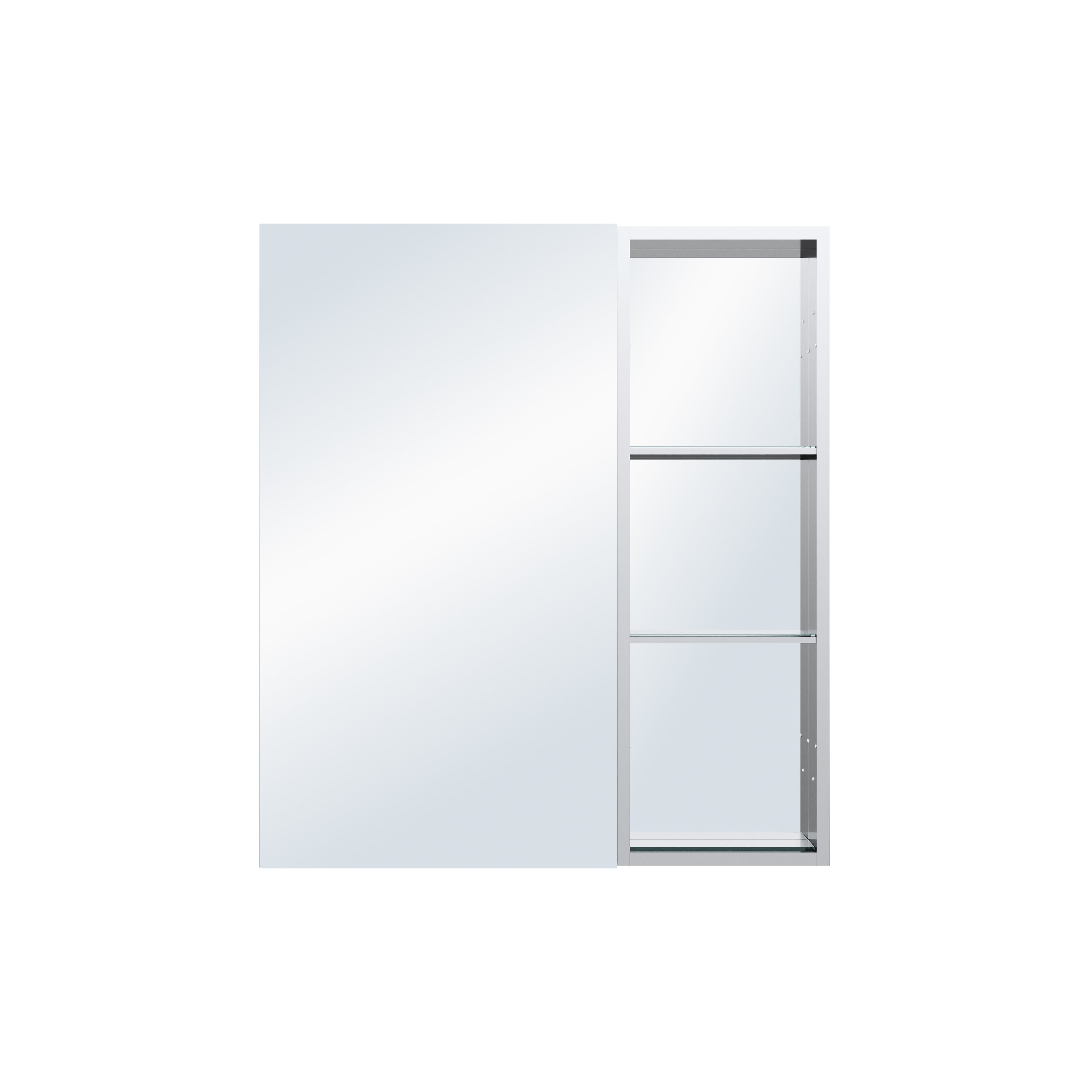 32 in. ×36 in. Bathroom Medicine Cabinet Set with Copper-Free Tri-View Mirror and Open Side Cabinet, Recessed or Surface Mount