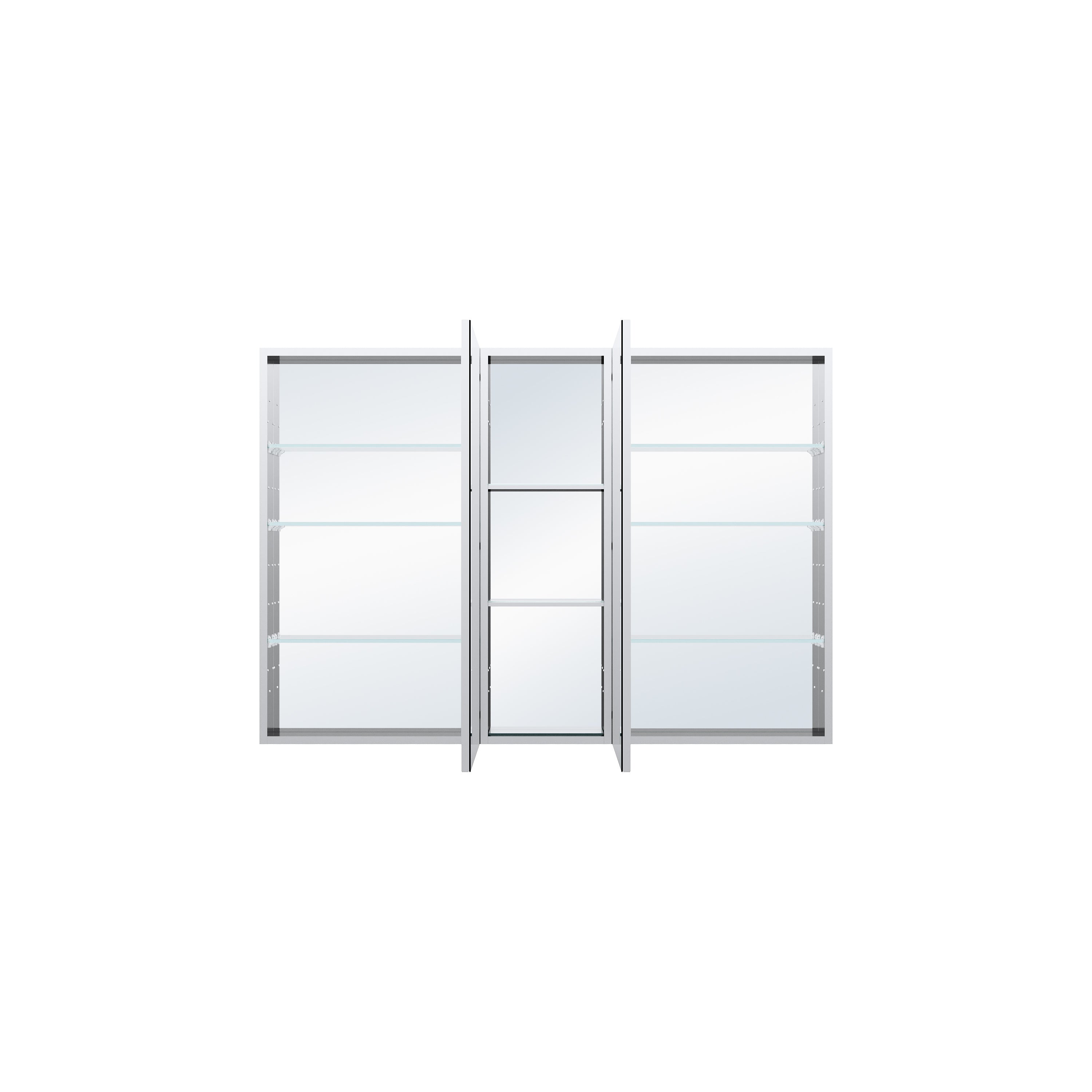 52 in. ×36 in. Bathroom Medicine Cabinet Set with Copper-Free Tri-View Mirror and Open Side Cabinet, Recessed or Surface Mount