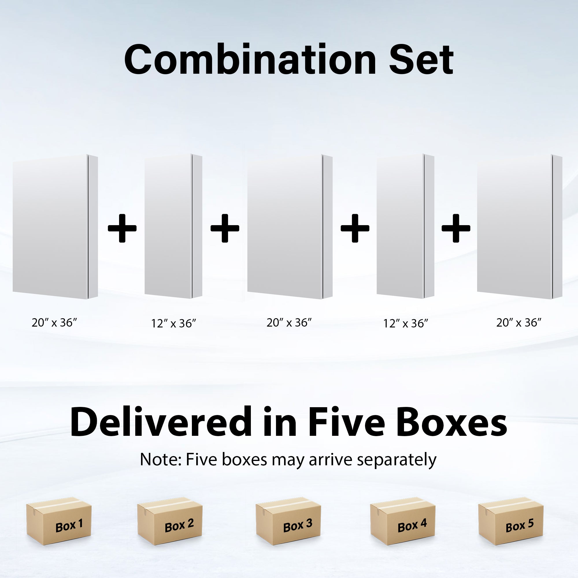 84 in. ×36 in. Copper-Free Tri-Views Mirror Medicine Cabinet with Adjustable Shelves and 5 Swing Doors