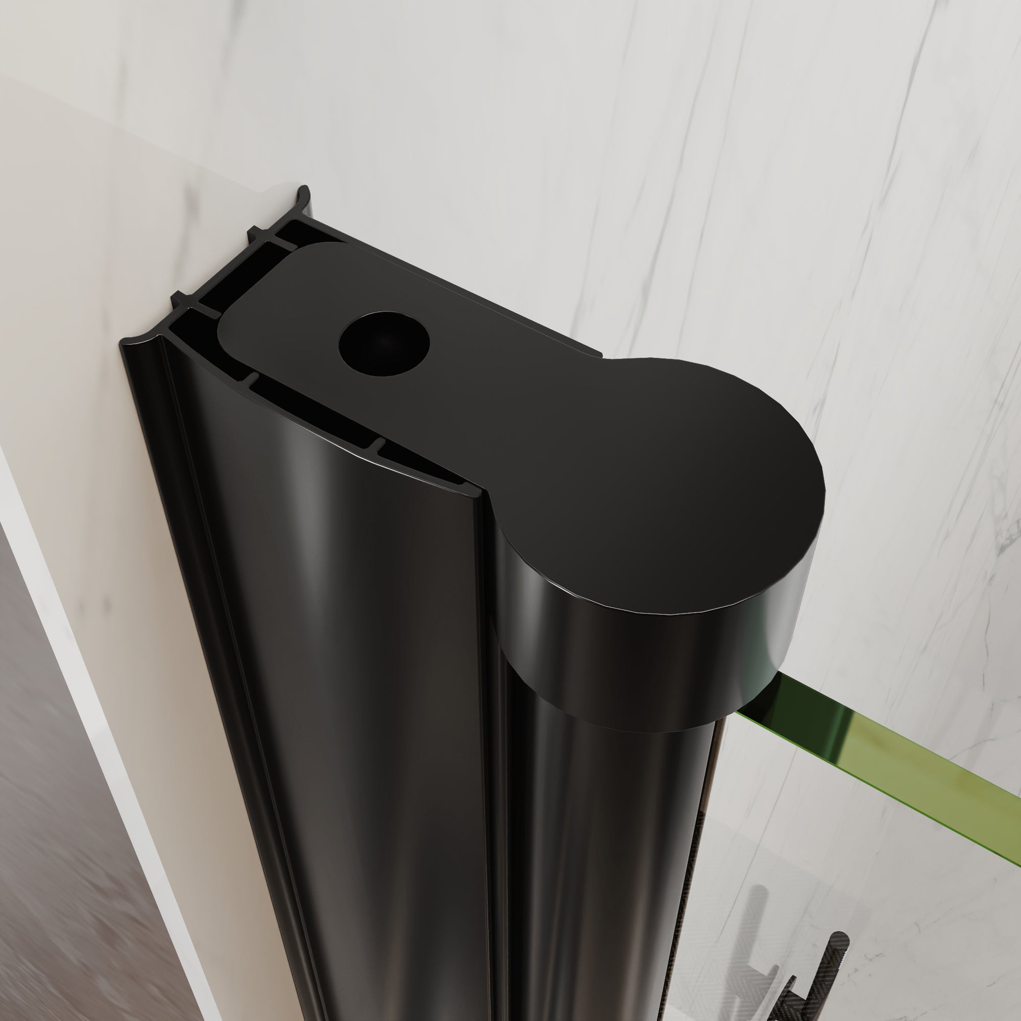 32-34 in. W x 72 in. H Semi-Frameless Pivot Shower Door with 1/4 in SGCC Tempered Glass, Reversible Installation, Matte Black