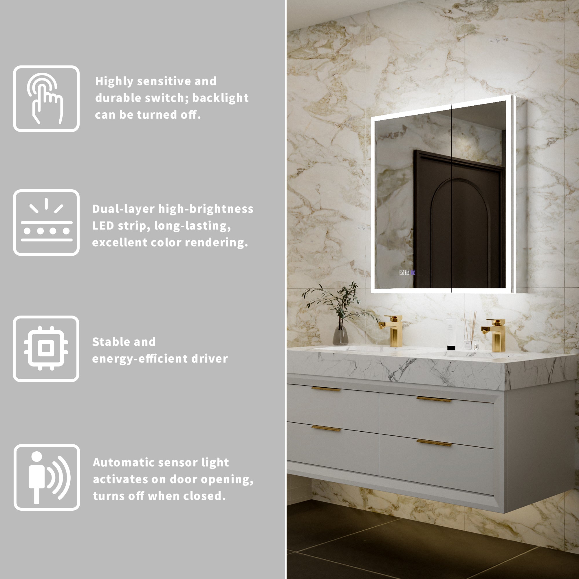 30 in. x 32 in. Recessed/Surface Mount LED Medicine Cabinet with 5X Magnifier Mirror, Aluminum Frame