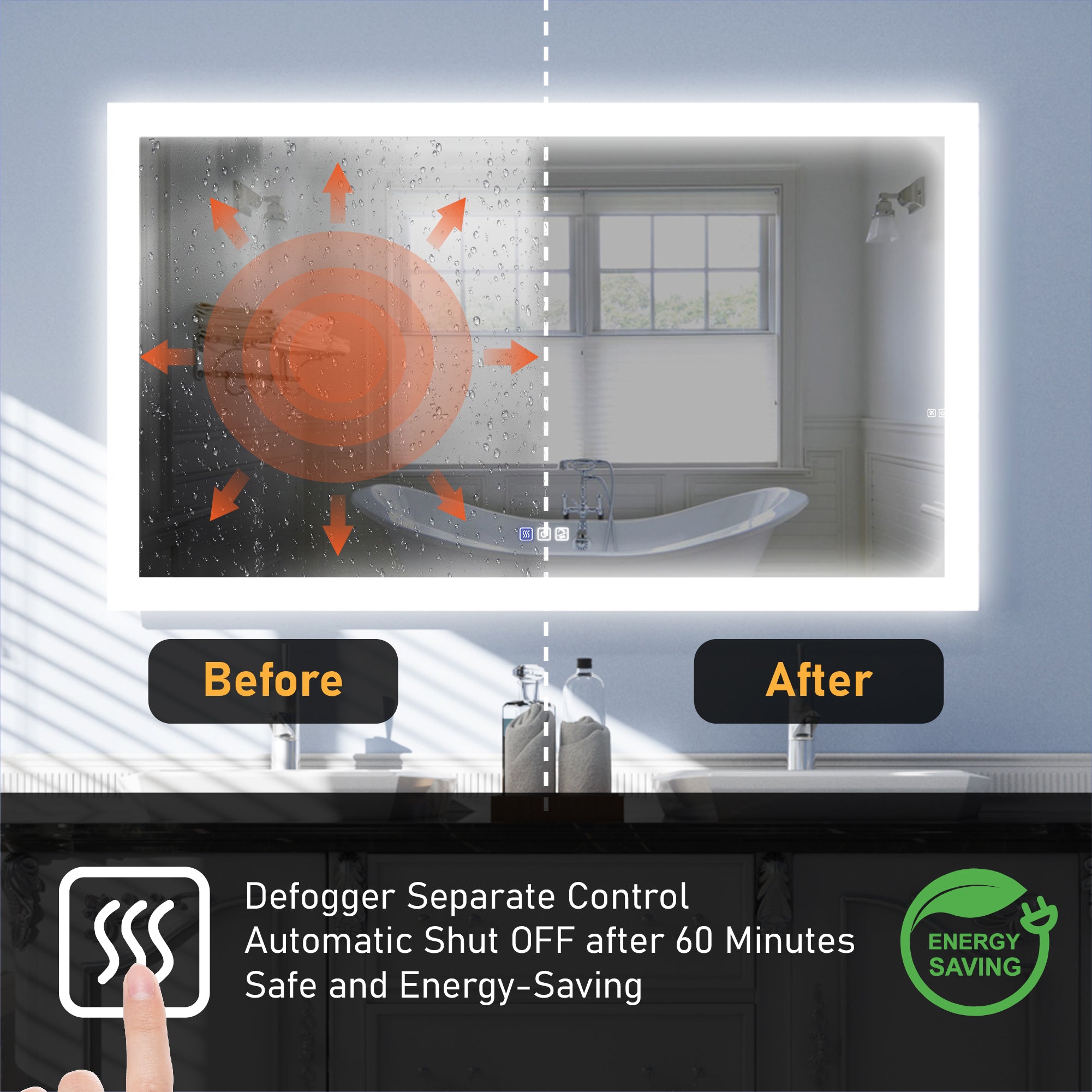 Rectangle Fog Free Bathroom Mirror