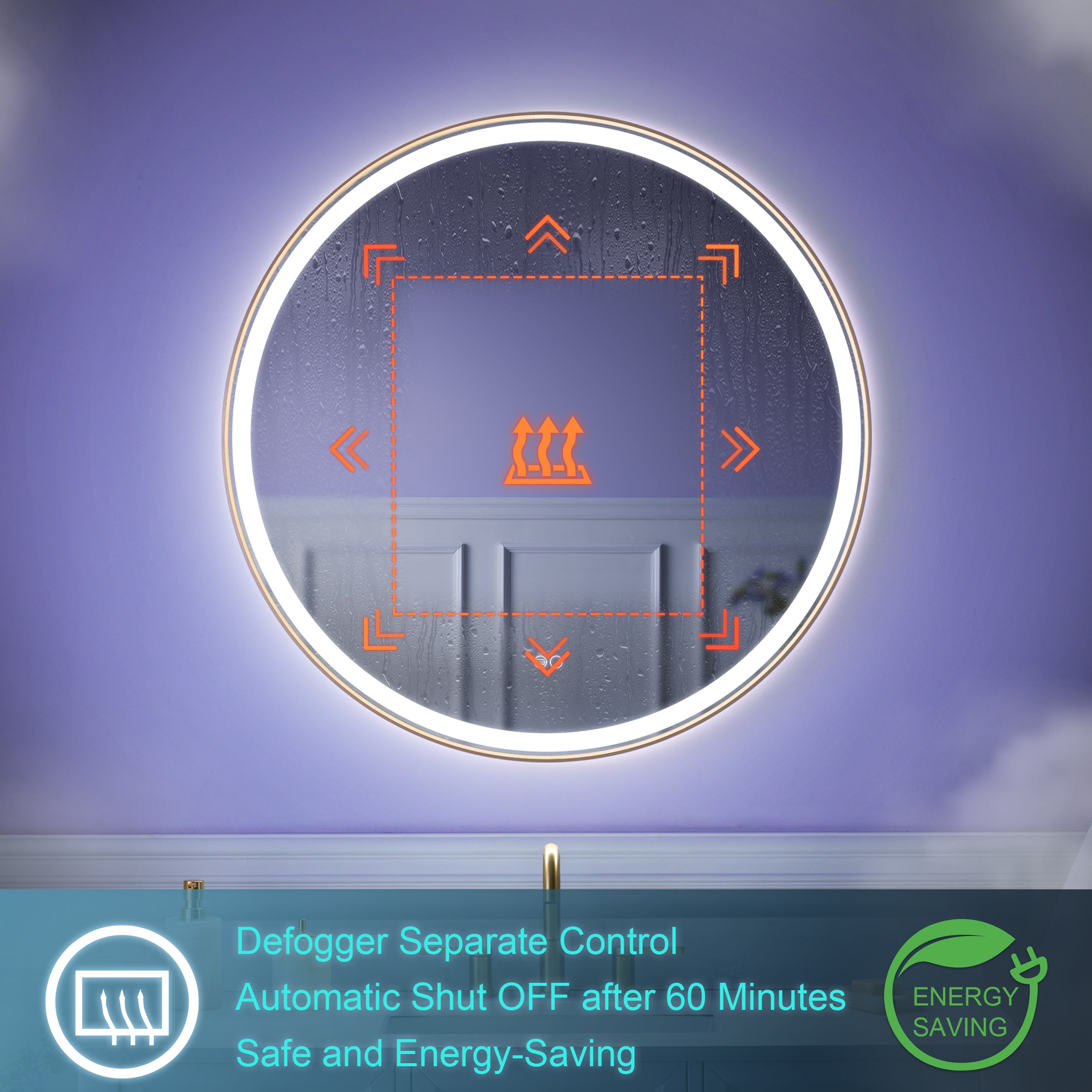 28 in. W x 28 in. H Framed Round LED Light Bathroom Vanity Mirror in Brushed Gold