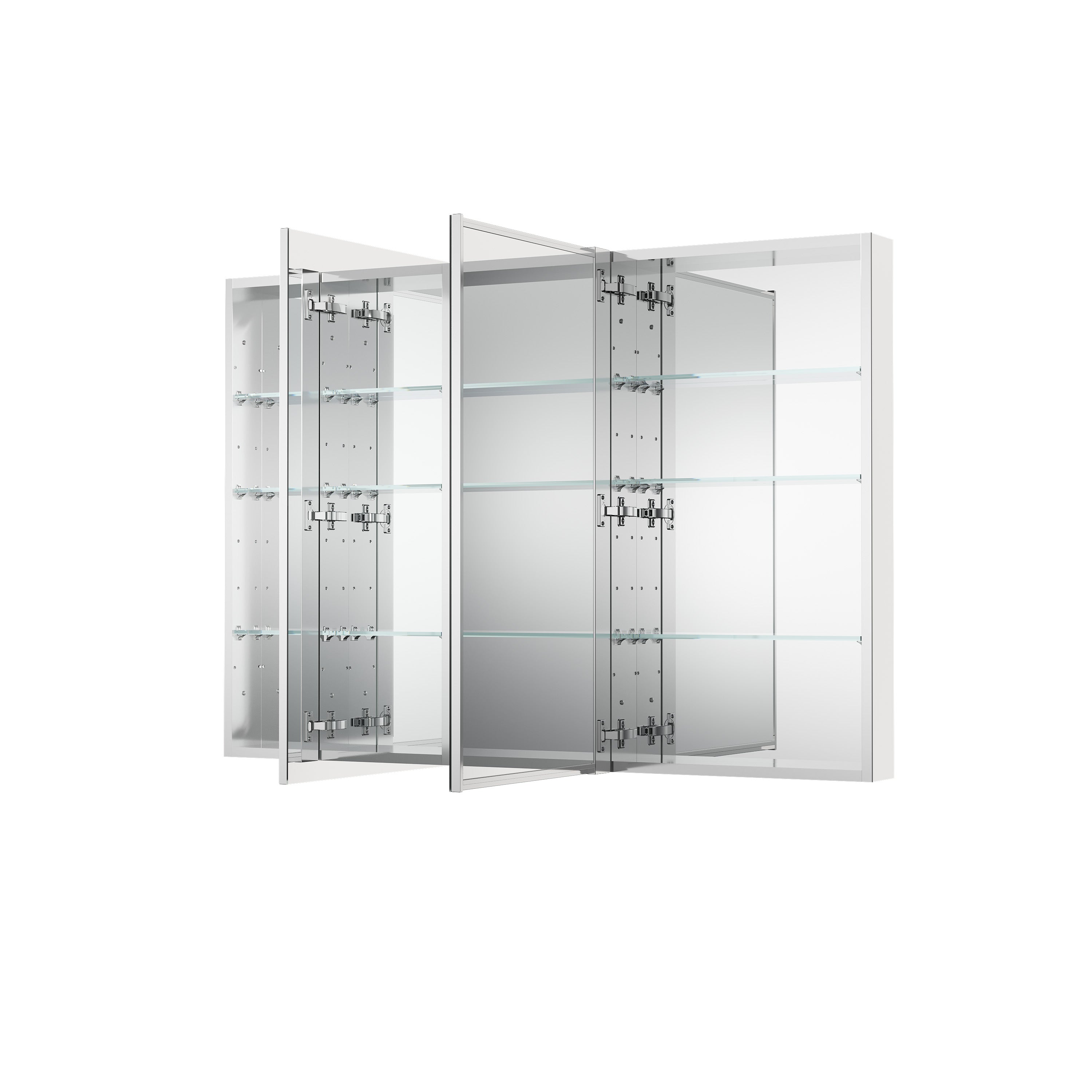 52 in. ×36 in. Copper-Free Tri-Views Mirror Medicine Cabinet with Adjustable Shelves and 3 Doors
