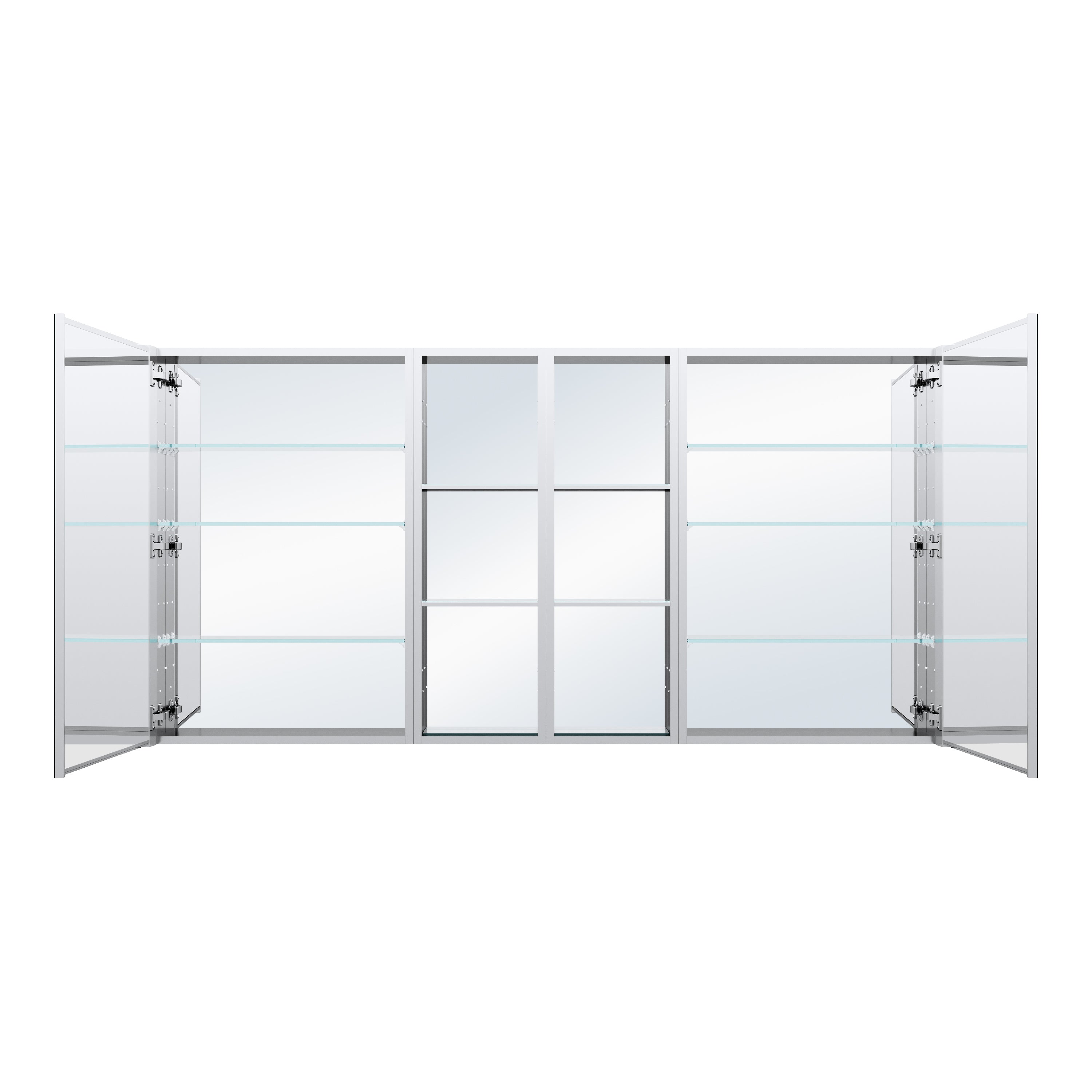 72 in. ×36 in. Bathroom Medicine Cabinet Set with Copper-Free Tri-View Mirror and Open Side Cabinet, Recessed or Surface Mount