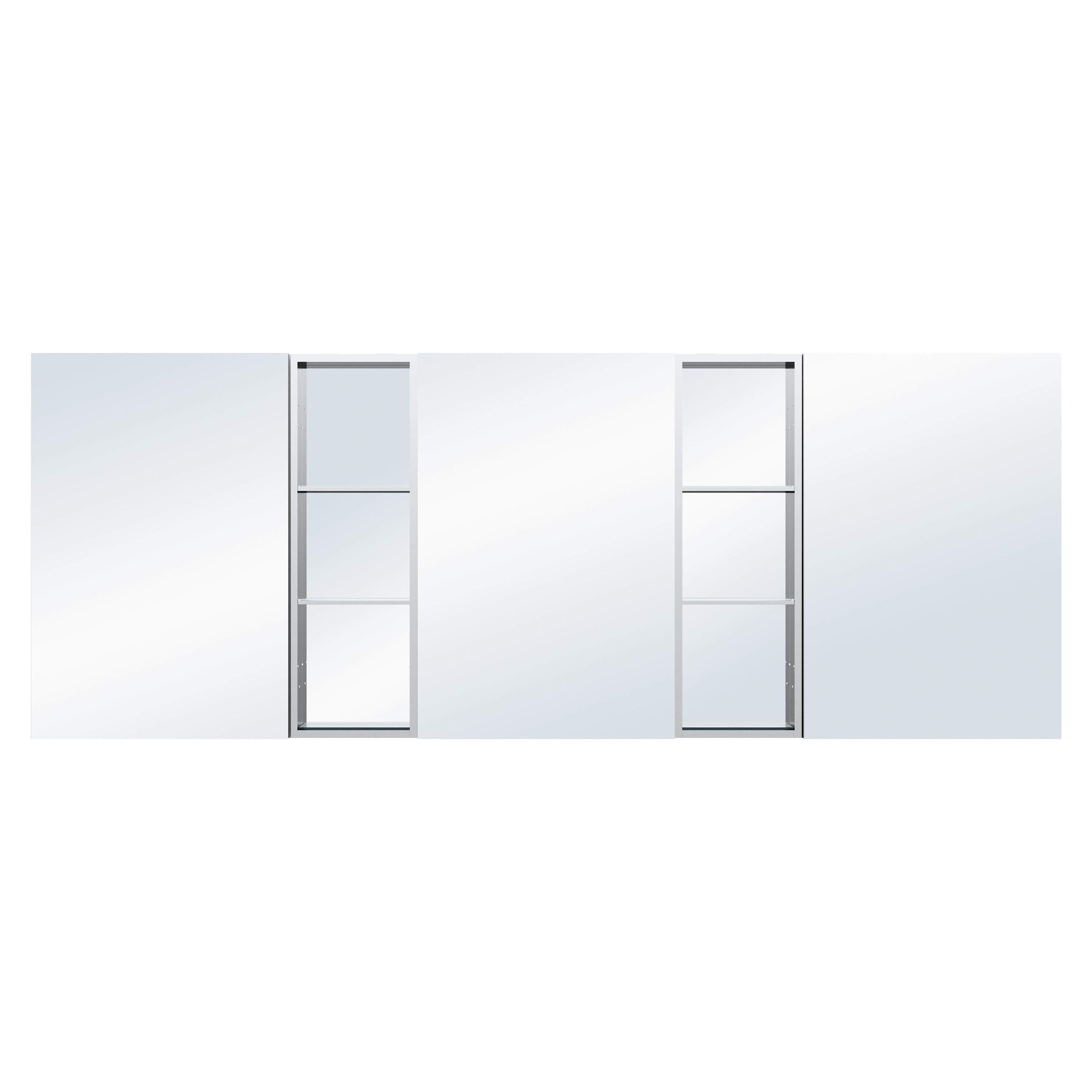 96 in. ×36 in. Bathroom Medicine Cabinet Set with Copper-Free Tri-View Mirror and Open Side Cabinet, Recessed or Surface Mount