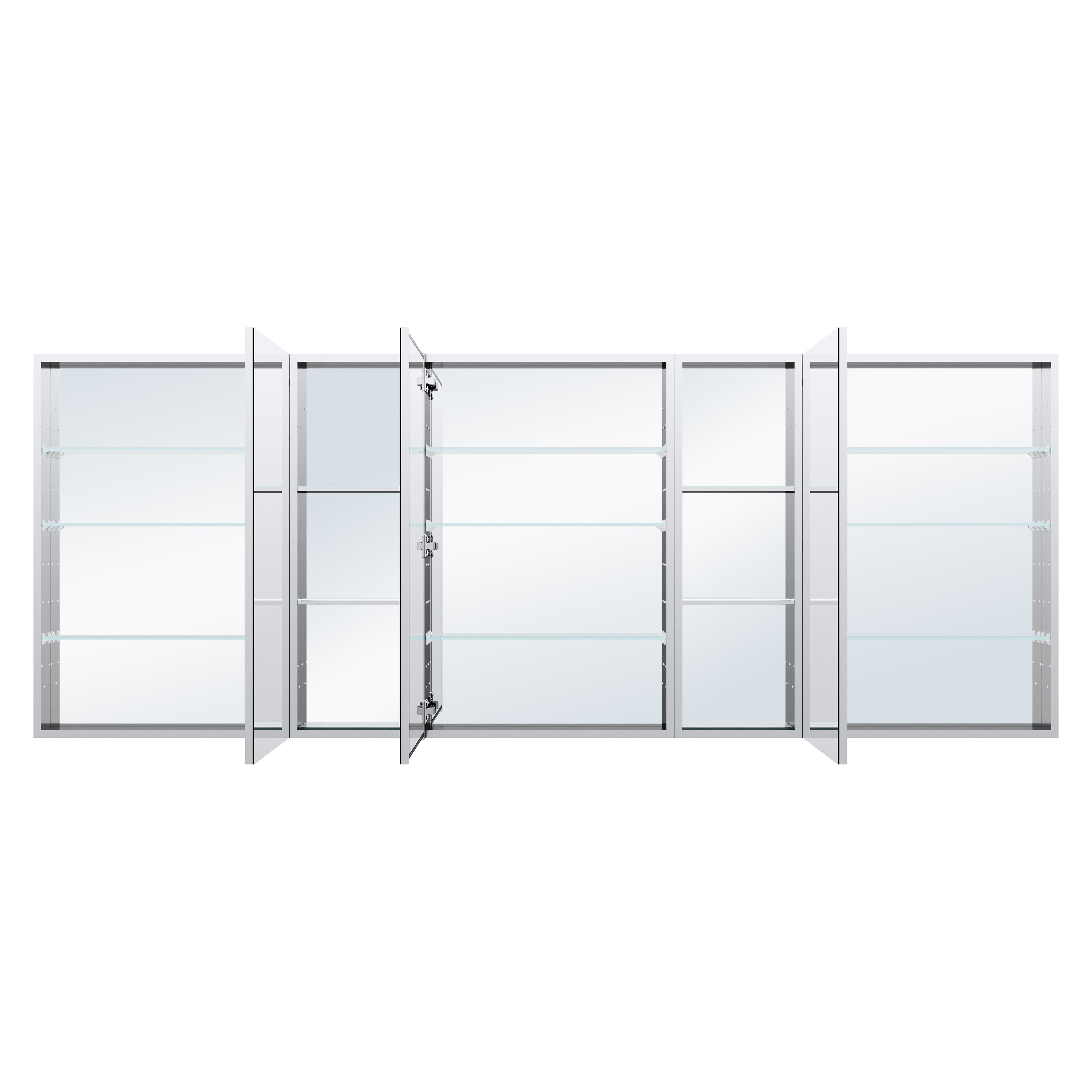 96 in. ×36 in. Aluminum Bathroom Medicine Cabinet and Open Shelf Set, Recessed or Surface Mount