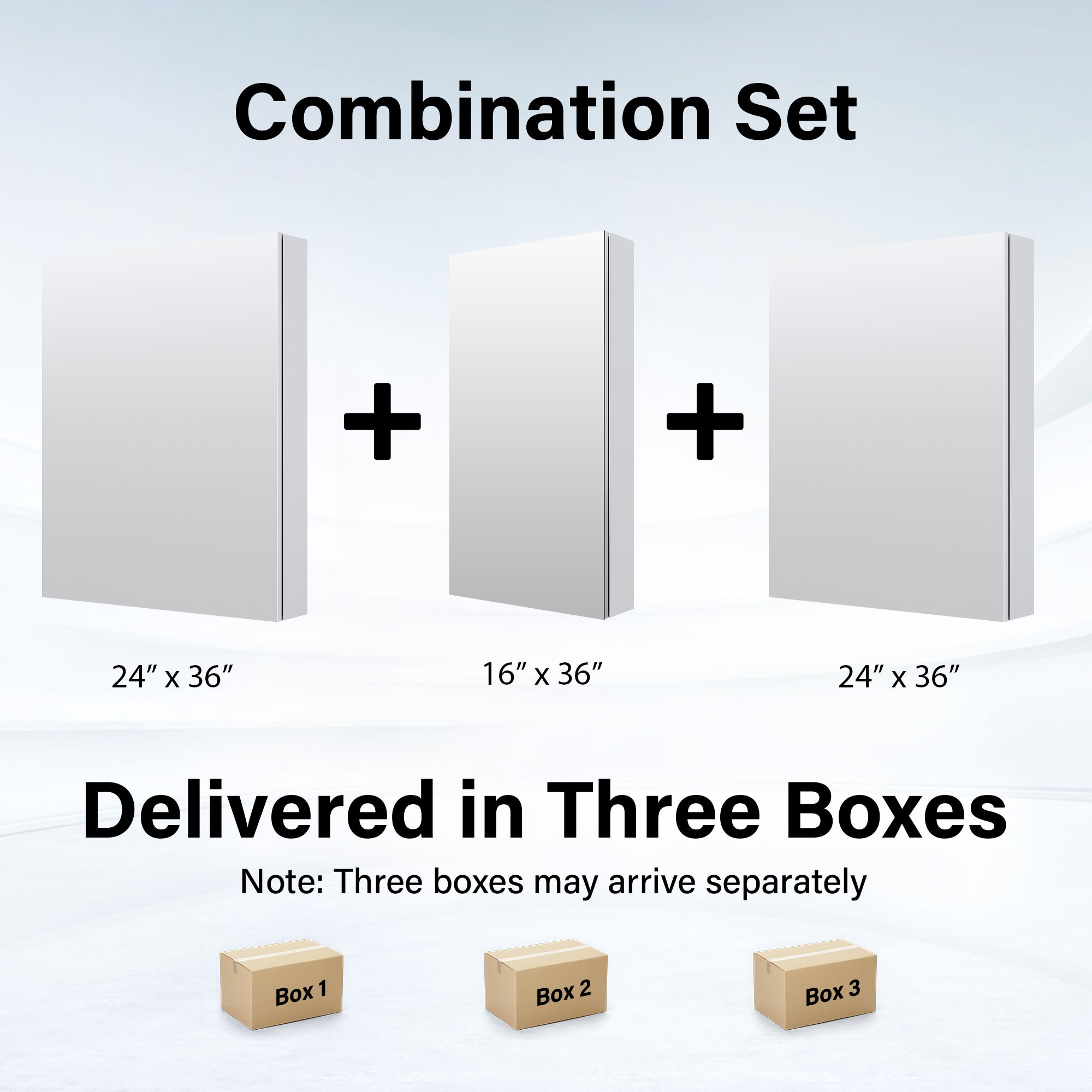 64 in. ×36 in. Copper-Free Tri-Views Mirror Medicine Cabinet with Adjustable Shelves and 3 Doors