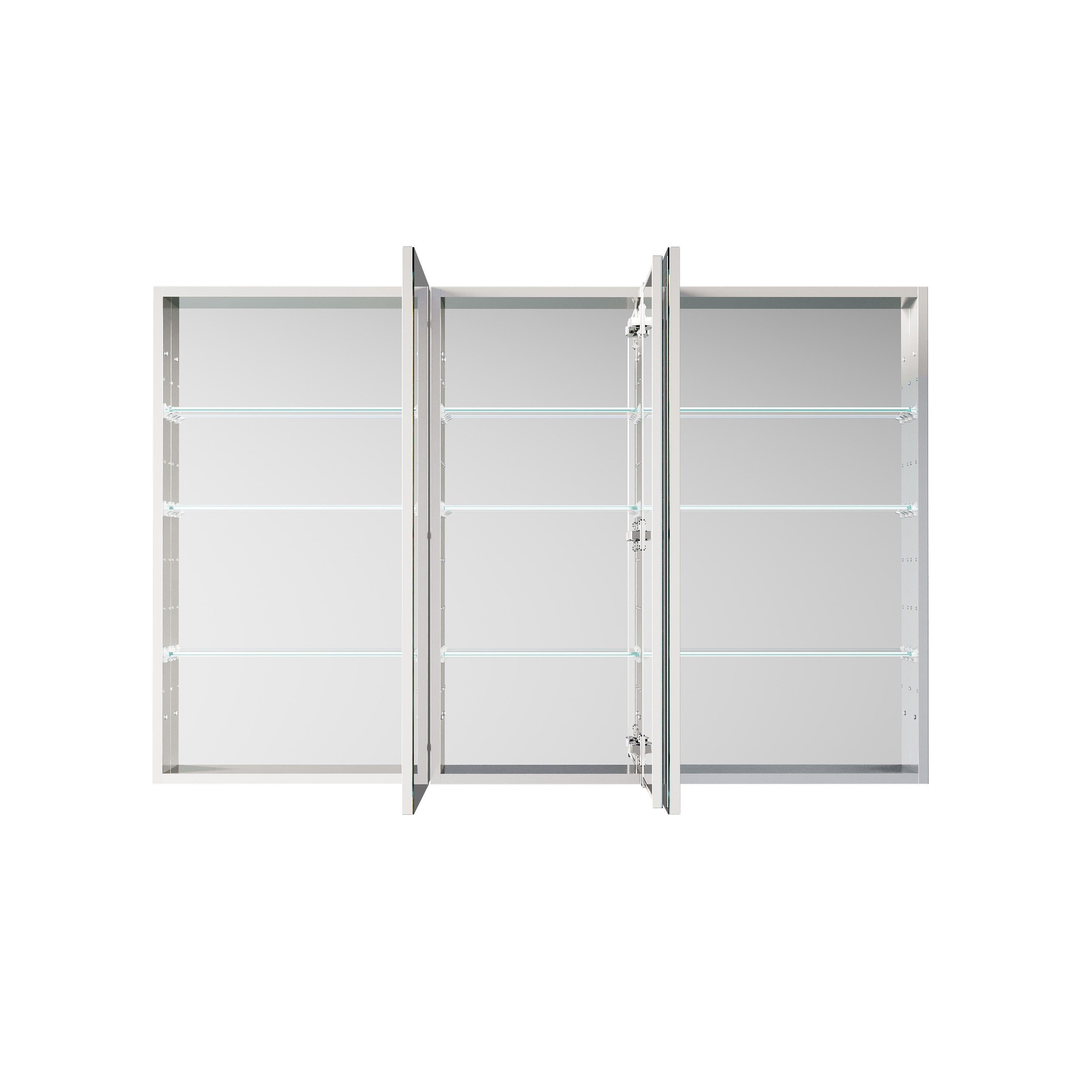 56 in. ×36 in. Copper-Free Tri-Views Mirror Medicine Cabinet with Adjustable Shelves and 3 Doors