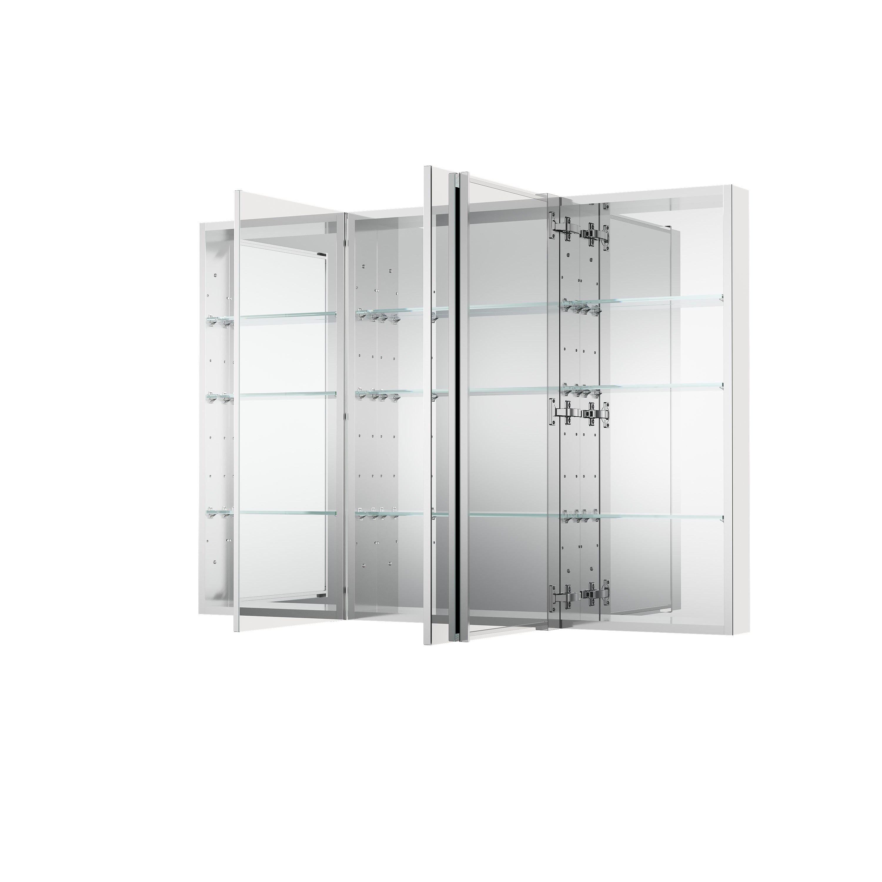 52 in. ×36 in. Copper-Free Tri-Views Mirror Medicine Cabinet with Adjustable Shelves and 3 Doors
