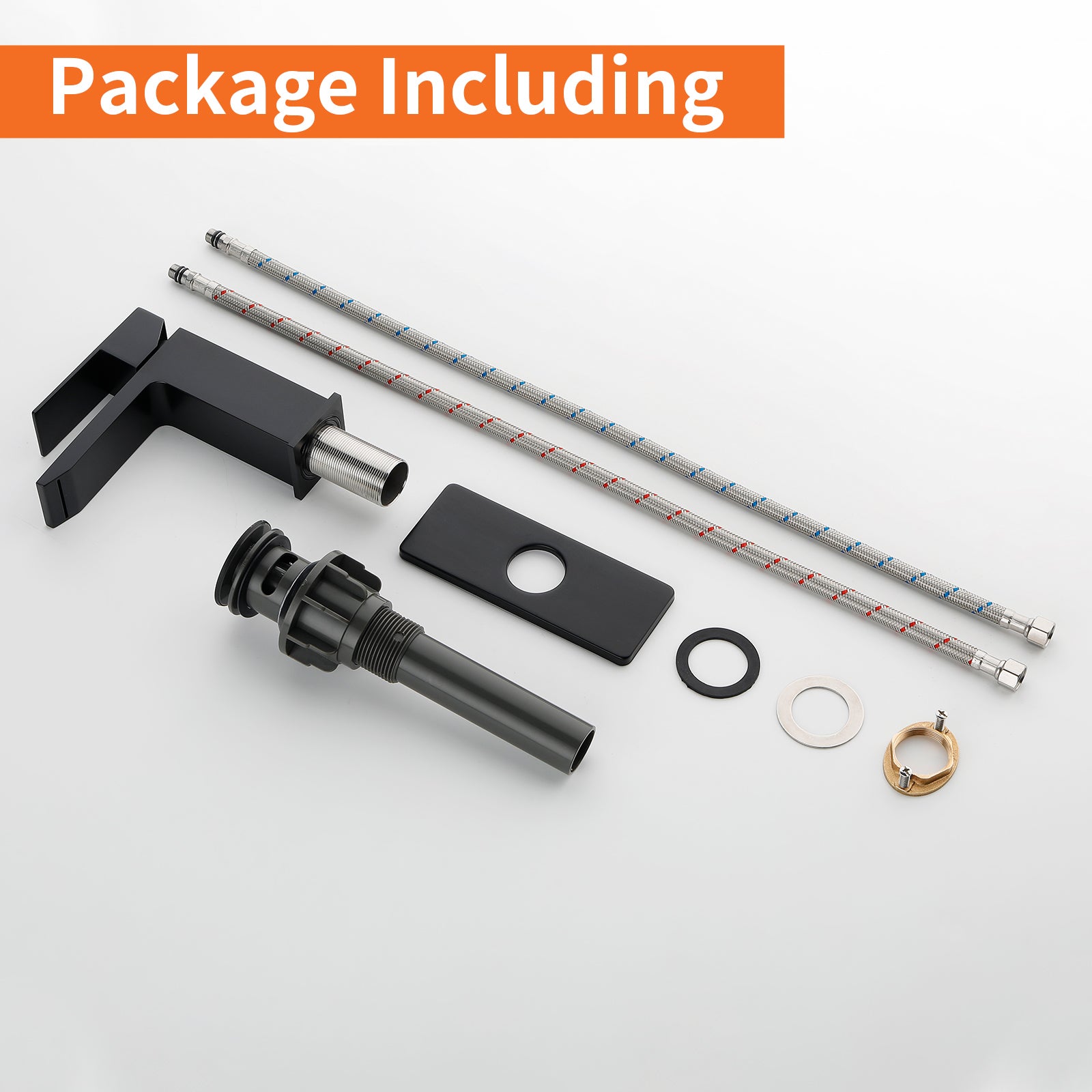 Single Handle Single Hole Bathroom Sink Faucet with Pop-Up Drain and Deck Plate