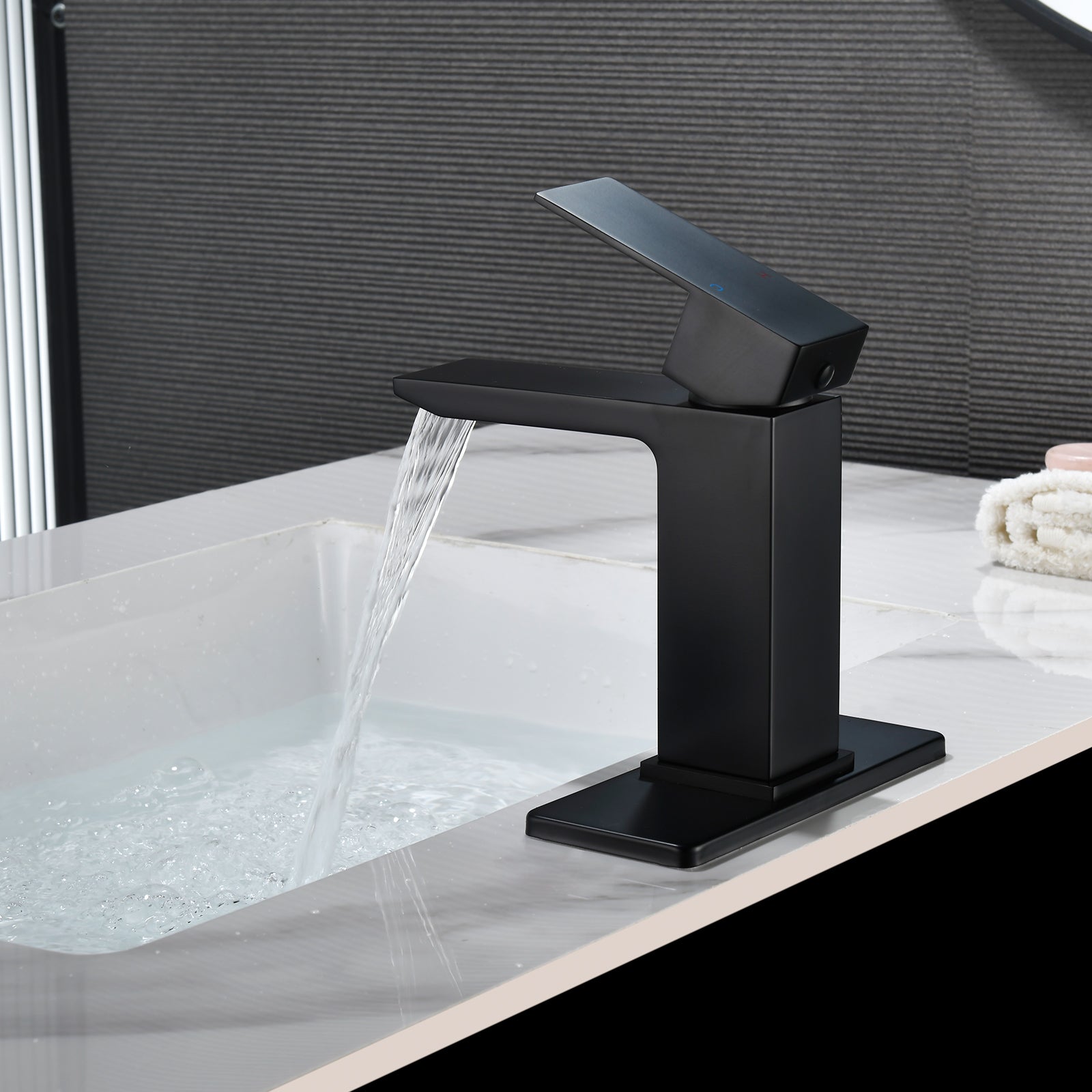 Single Handle Single Hole Bathroom Sink Faucet with Pop-Up Drain and Deck Plate