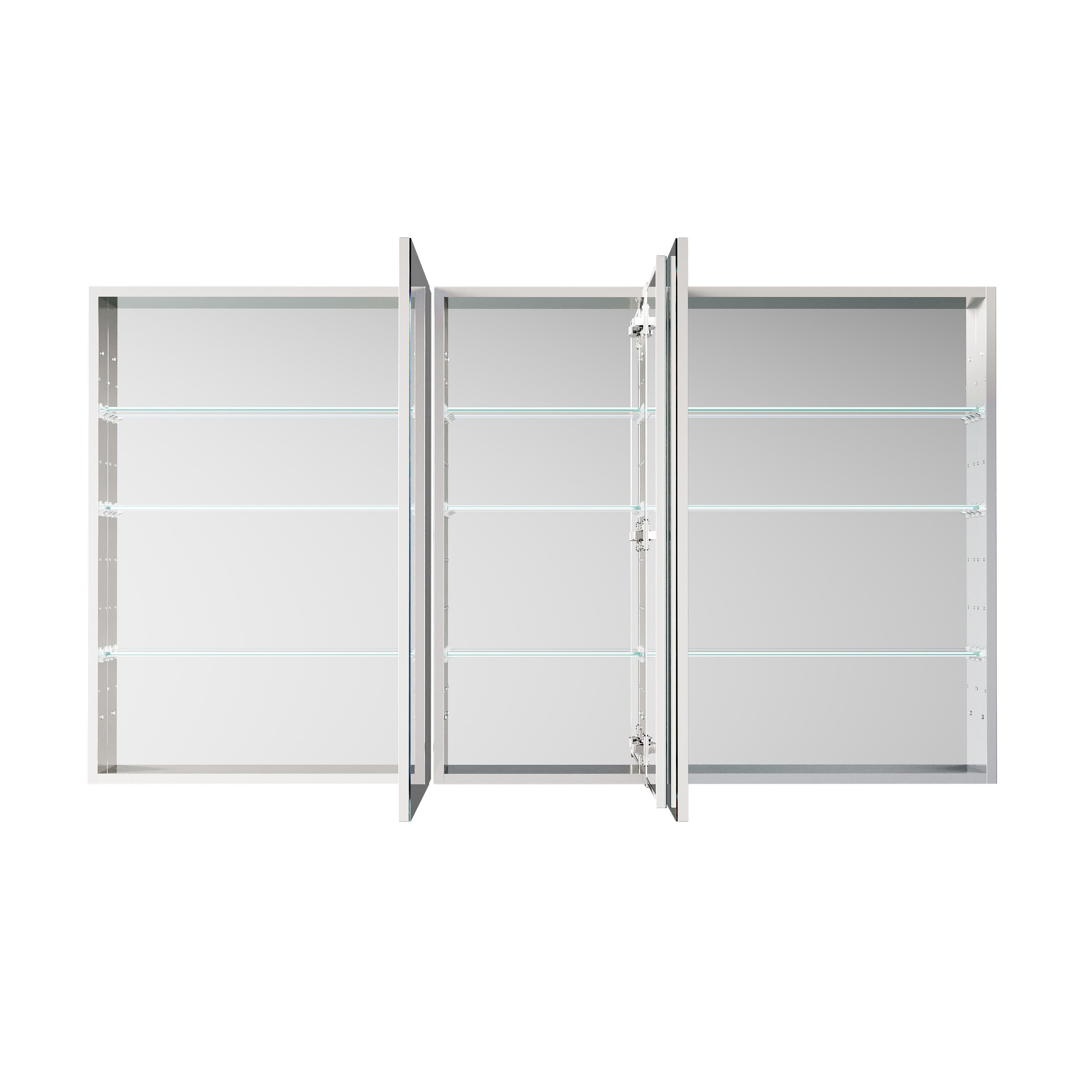 64 in. ×36 in. Copper-Free Tri-Views Mirror Medicine Cabinet with Adjustable Shelves and 3 Doors
