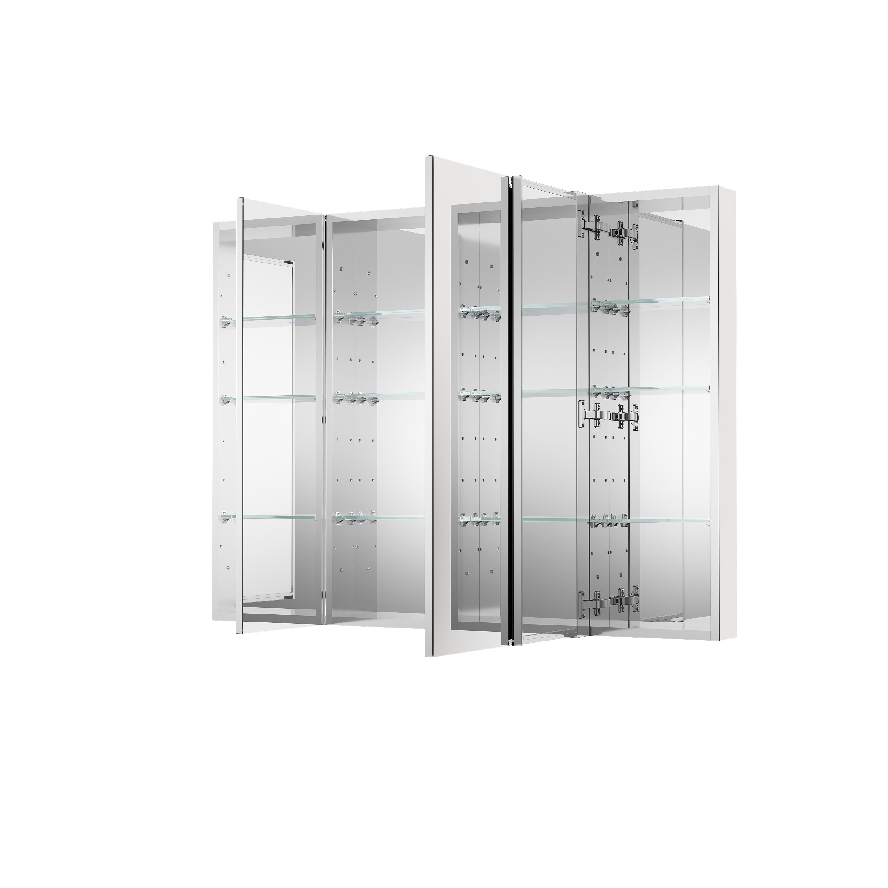 48 in. ×36 in. Copper-Free Tri-Views Mirror Medicine Cabinet with Adjustable Shelves and 3 Doors