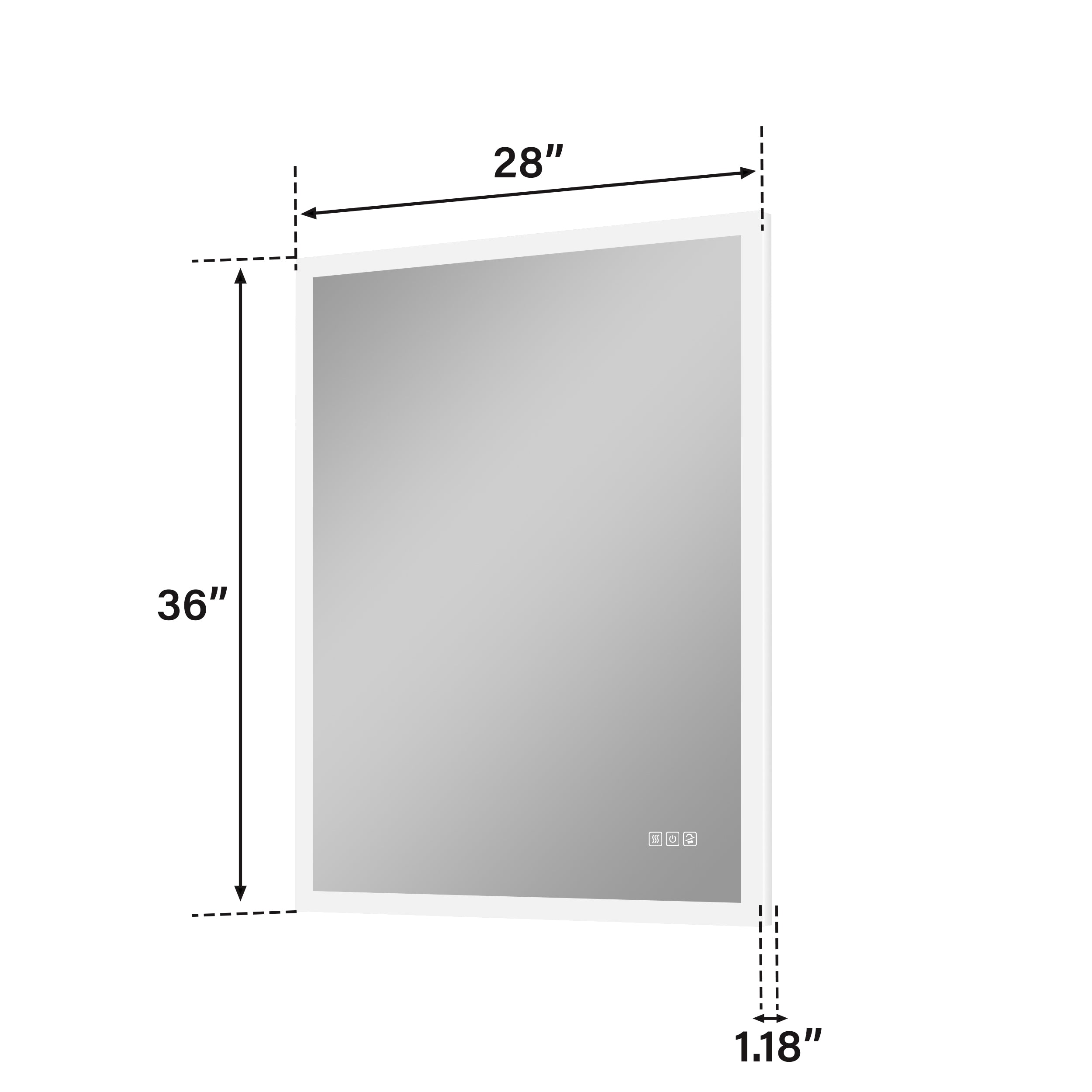 28 in. W x 36 in. H LED Light Mirror Rectangular Fog Free Frameless Bathroom Vanity Mirror