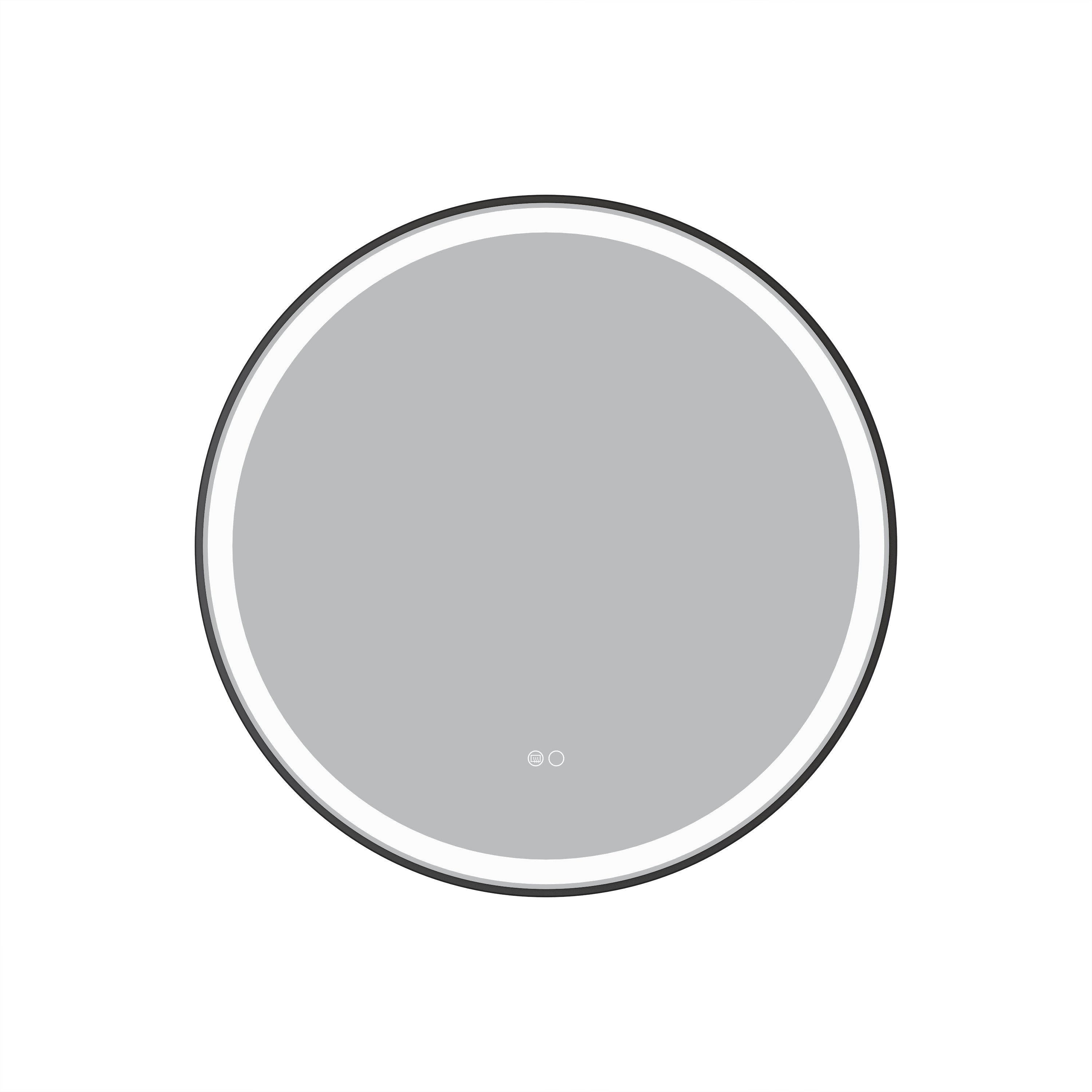 28 in. W x 28 in. H Framed Round LED Light Bathroom Vanity Mirror in Matte Black