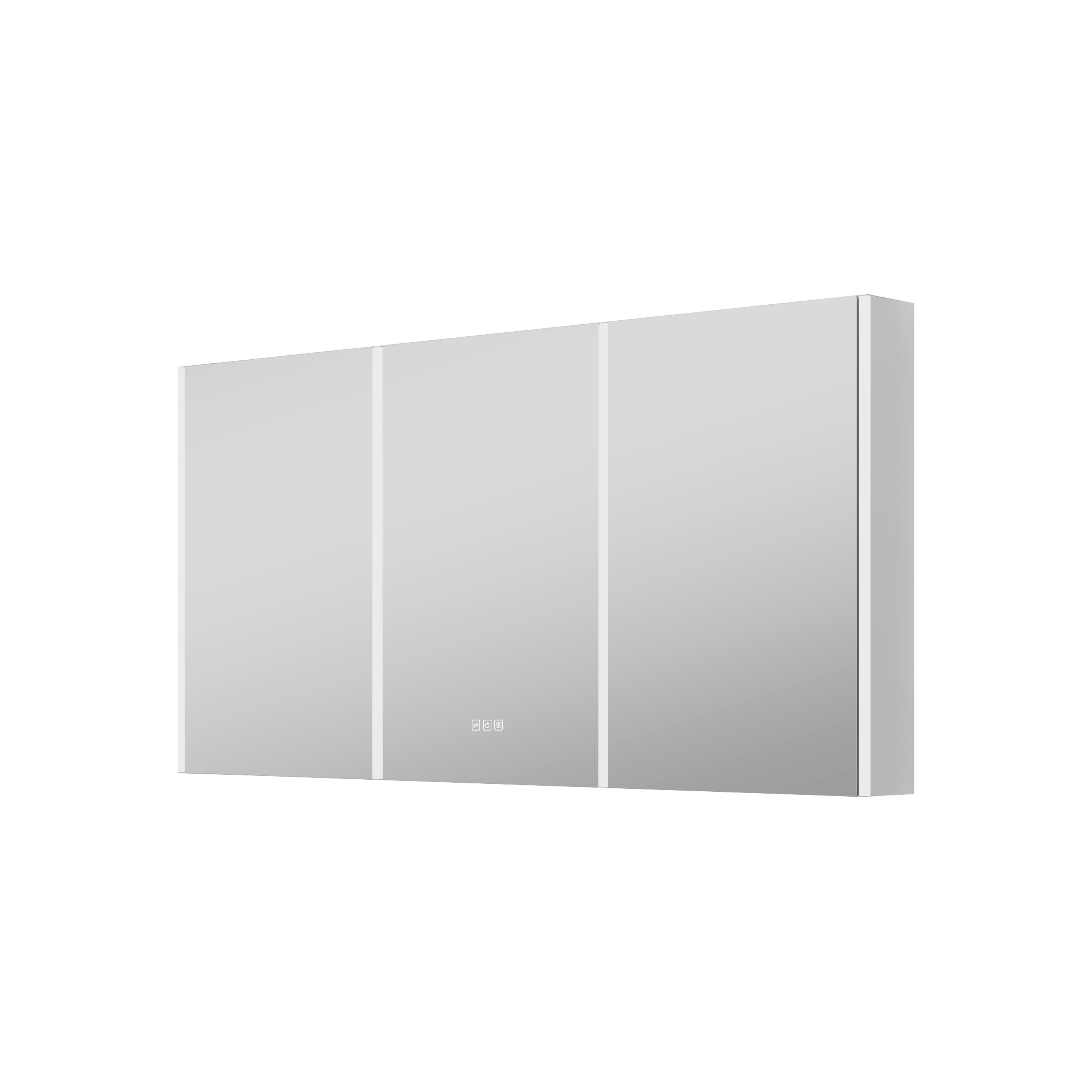 60 in. x 30 in. Lighted LED Fog Free Surface Mount Silver Mirrored Soft Close Medicine Cabinet