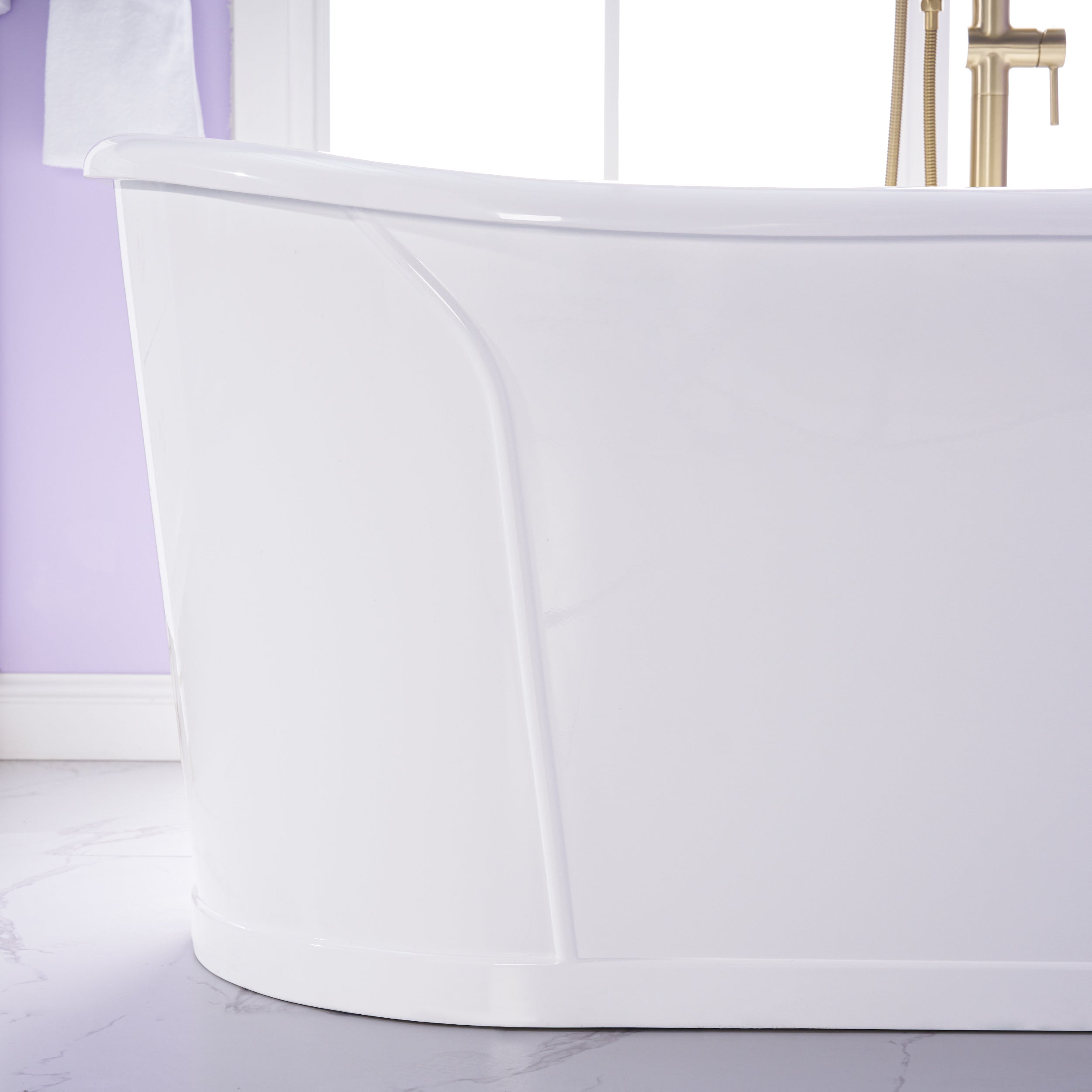66" White Acrylic Freestanding Bathtub with Integrated Slotted Overflow