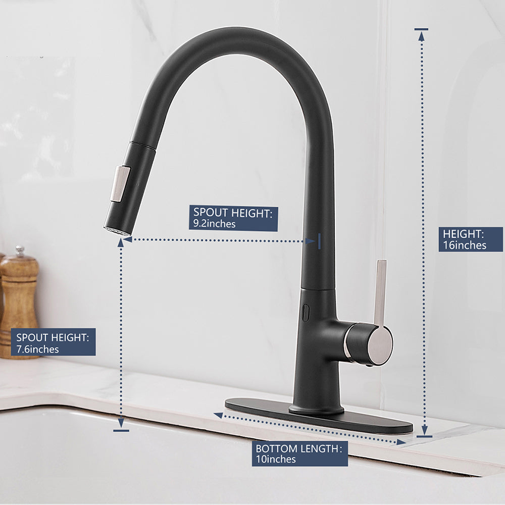 Single Handle Touchless Gooseneck Pull Down Sprayer Kitchen Faucet