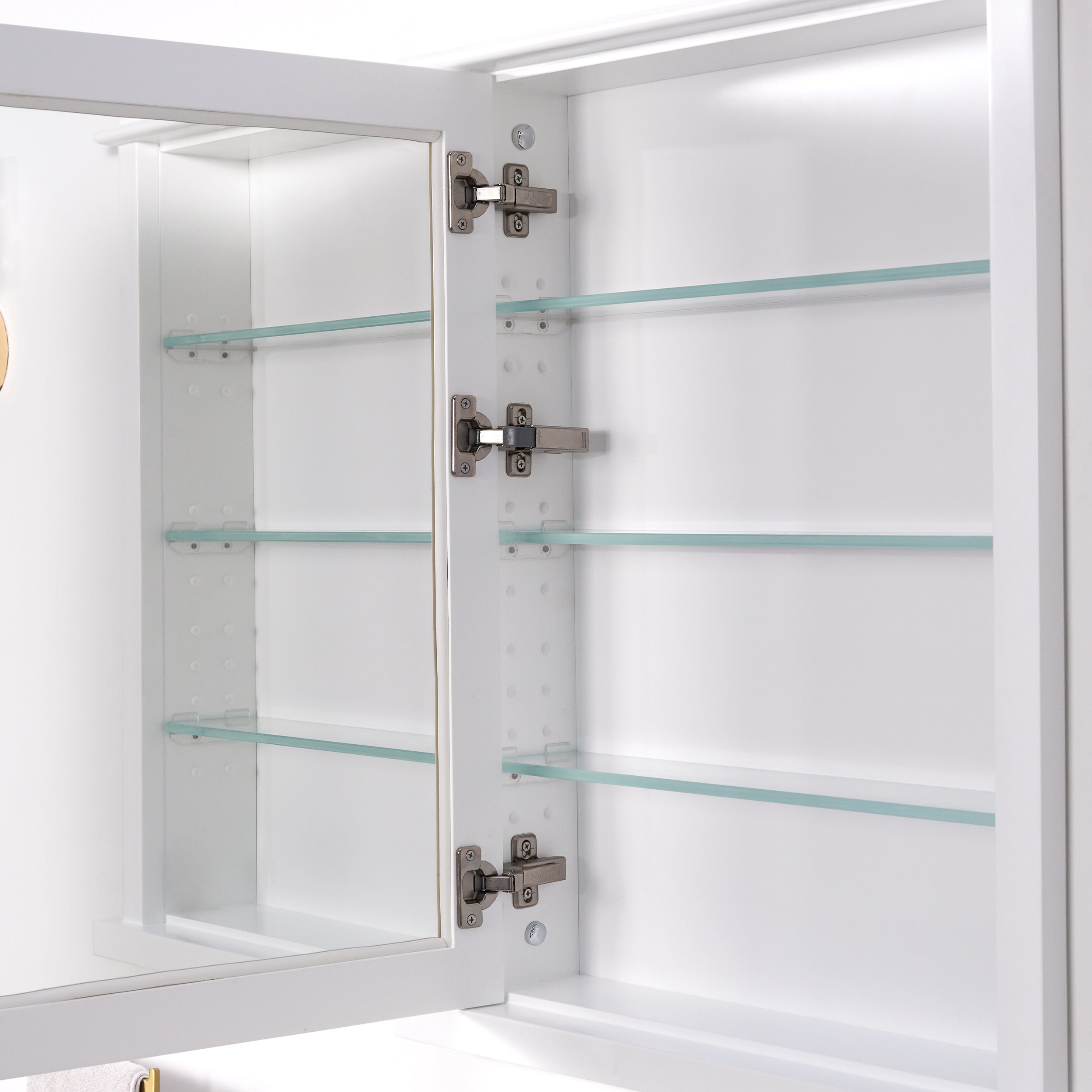 26 in.W x 32 in.H Solid Wood Recessed Bathroom Medicine Cabinet with Mirror in White