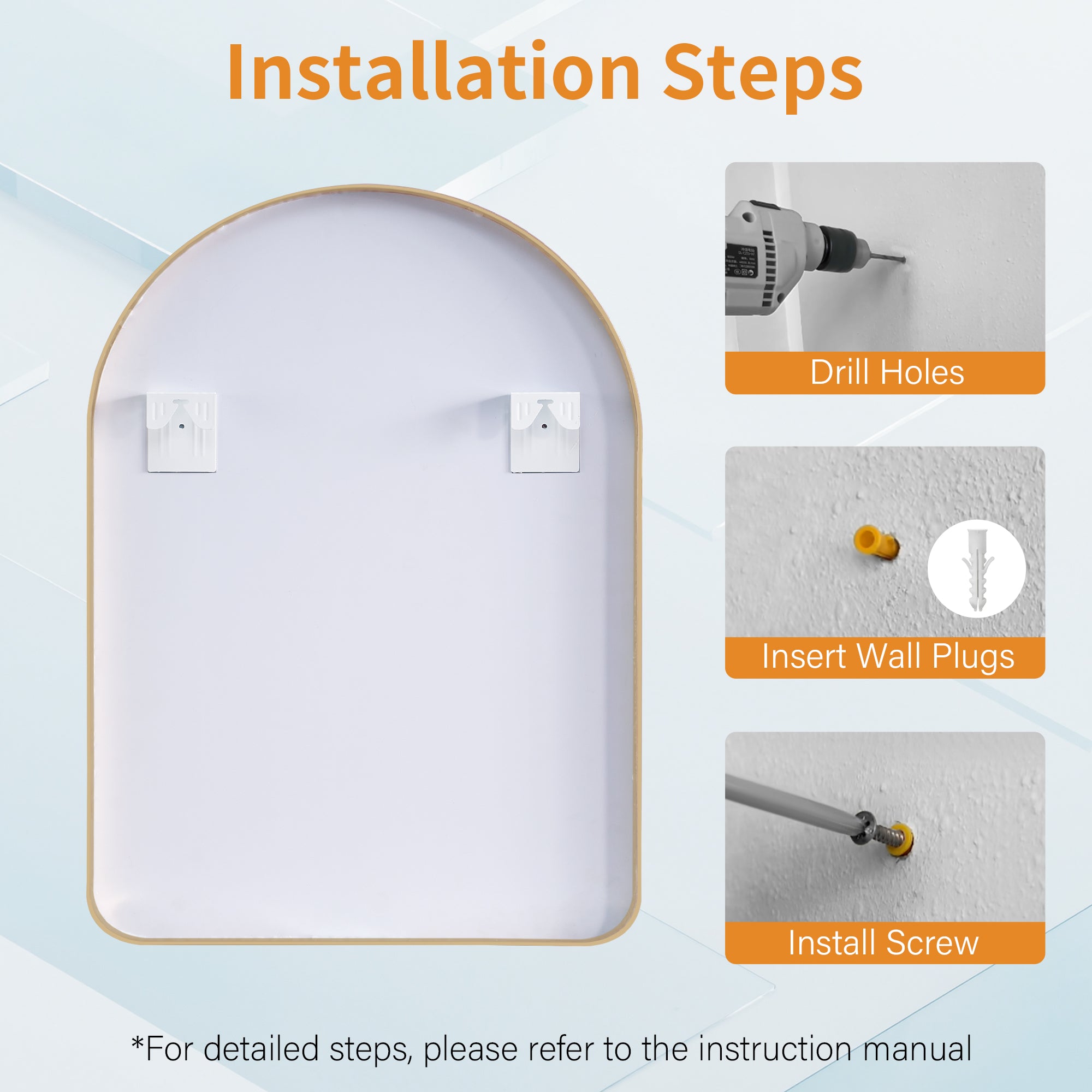 28 in. W x 36 in. H Arched Aluminum Framed Wall Bathroom Vanity Mirror in Brushed Gold