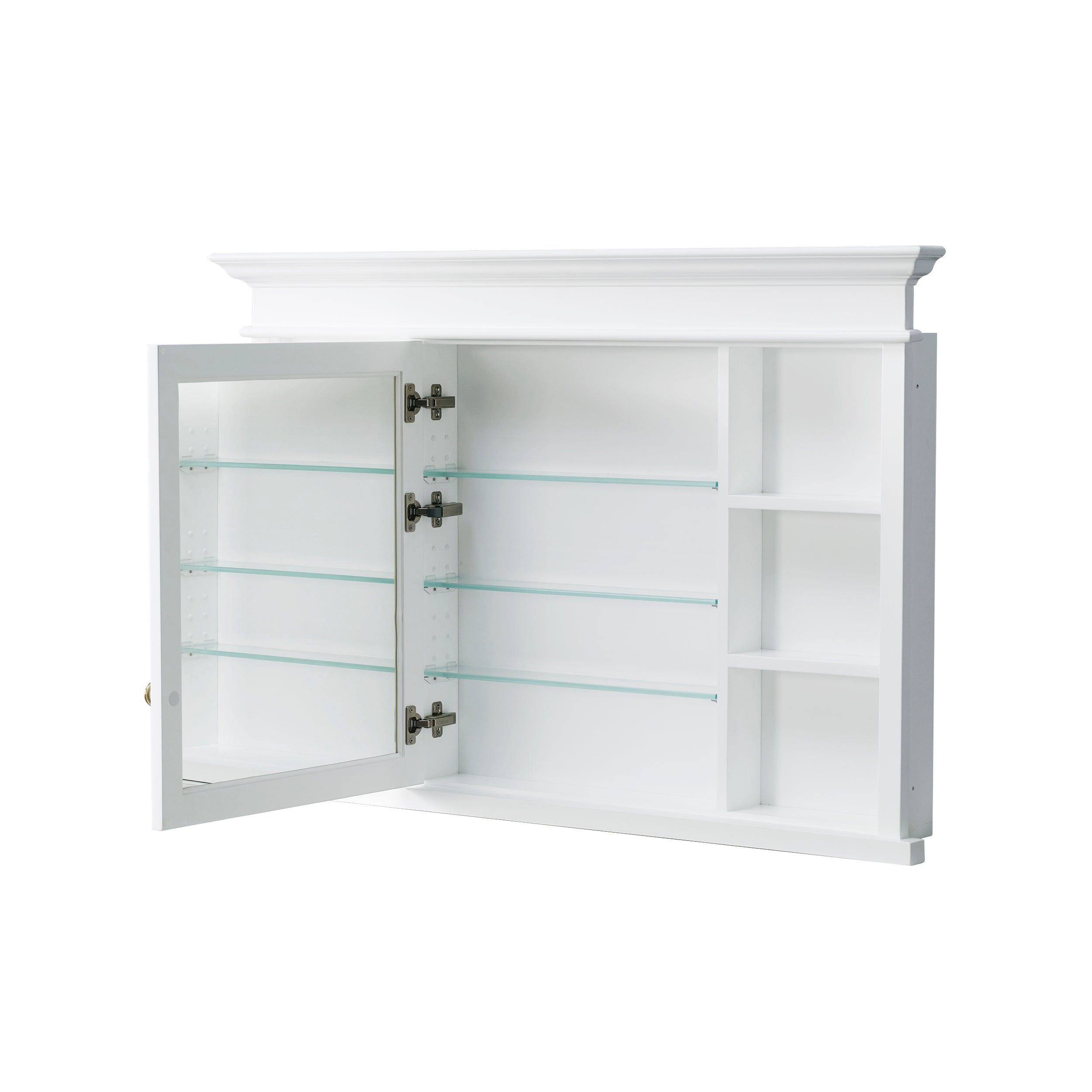 48 in.W x 32 in.H Recessed Solid Wood Bathroom Medicine Cabinet with Mirror in White