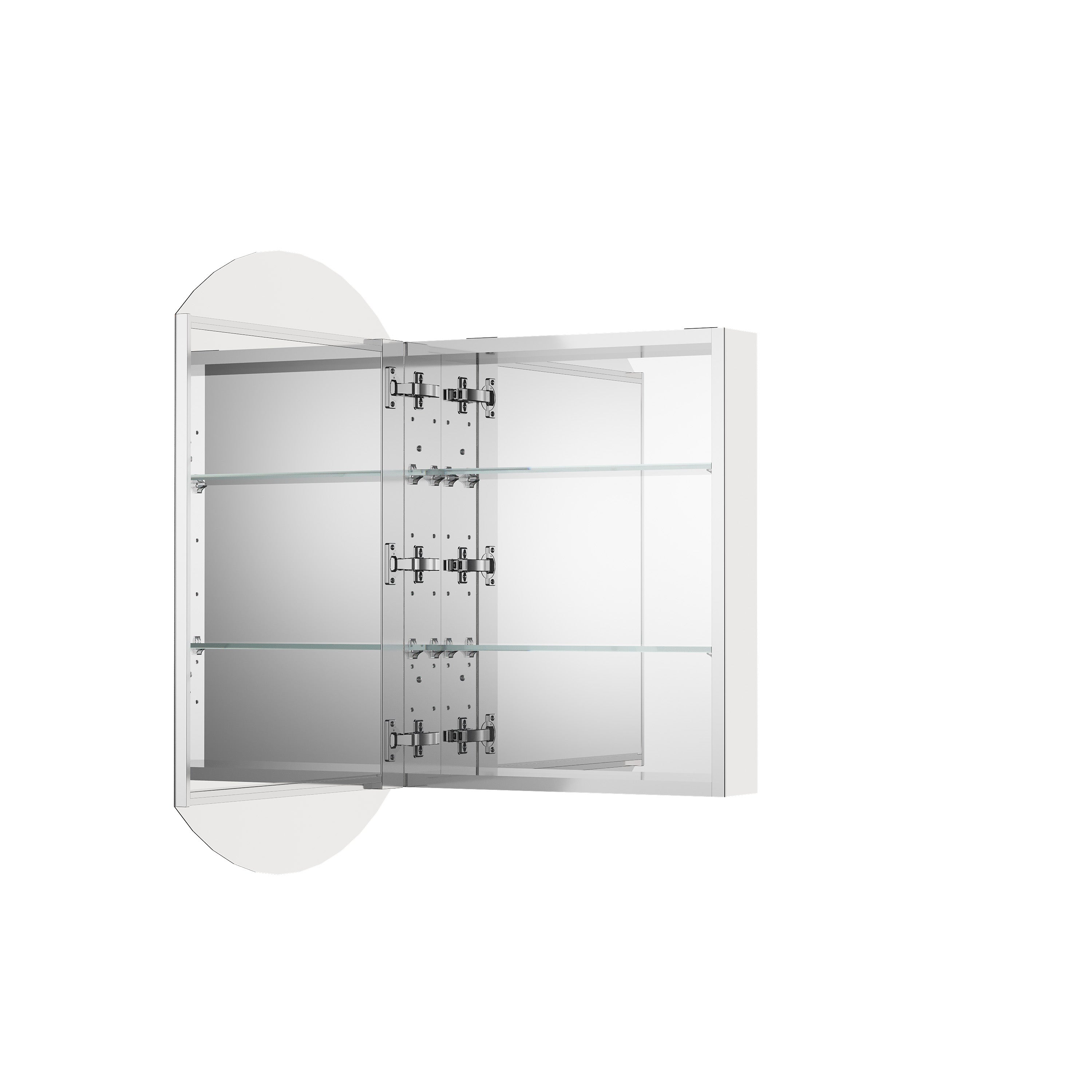 20 in. ×32 in. Copper-Free Tri-Views Bathroom Medicine Cabinet with Beveled Edge Mirrored Door, Recessed/Surface Mount