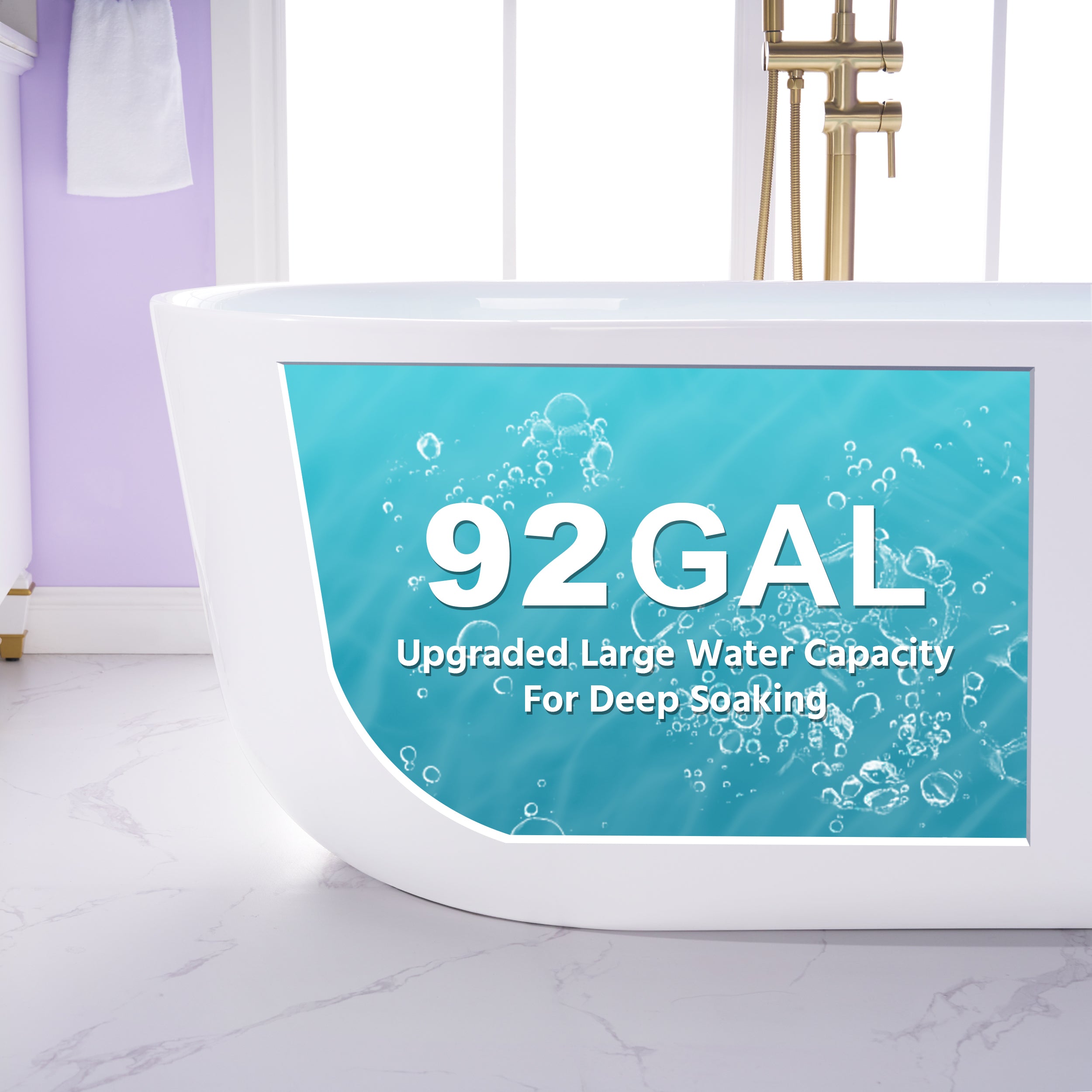 67" Freestanding Glossy White Acrylic Bathtub with Integrated Overflow and Chrome Drain