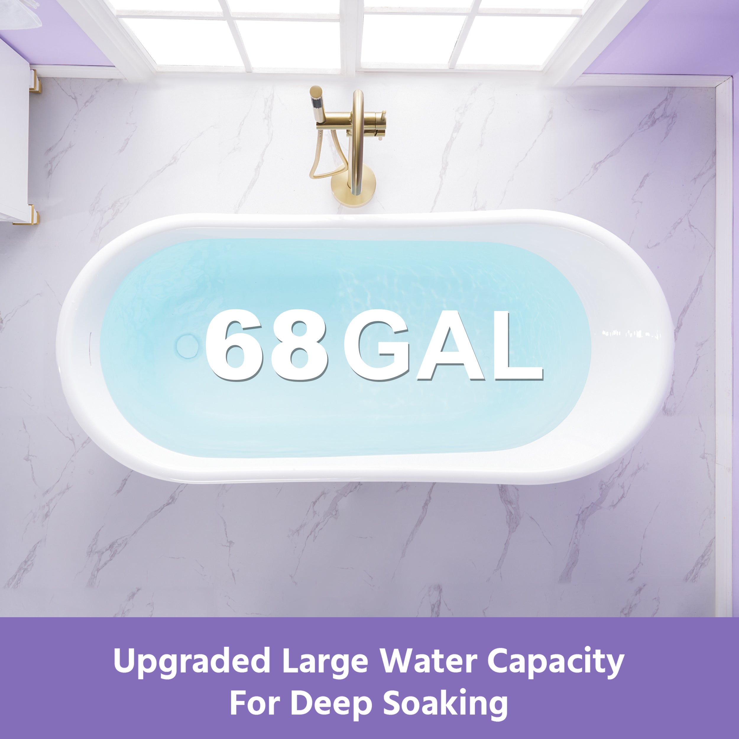 66" White Acrylic Freestanding Bathtub with Integrated Slotted Overflow