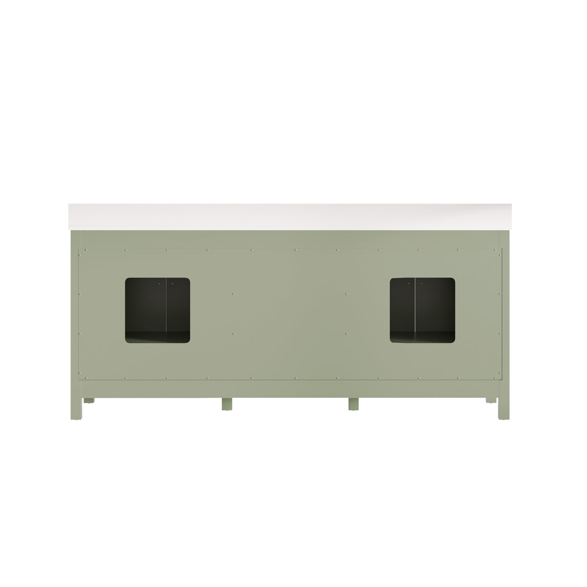 80 Inch Freestanding Solid Wood Bathroom Vanity with Pure White Quartz Countertop, 4 Soft-Close Doors & 5 Dovetail Drawers, SAGE GREEN