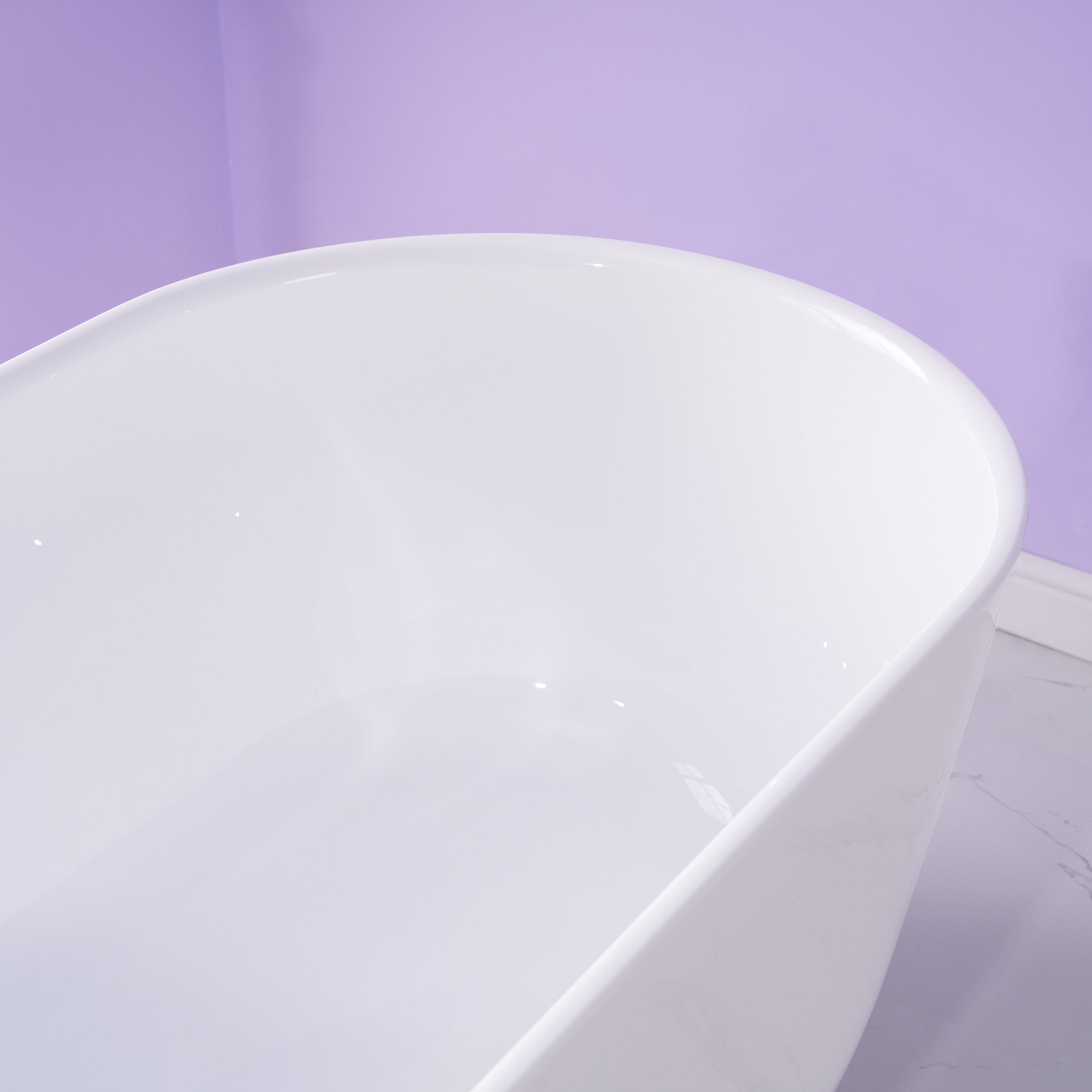 67" Freestanding Glossy White Acrylic Bathtub with Integrated Overflow and Chrome Drain