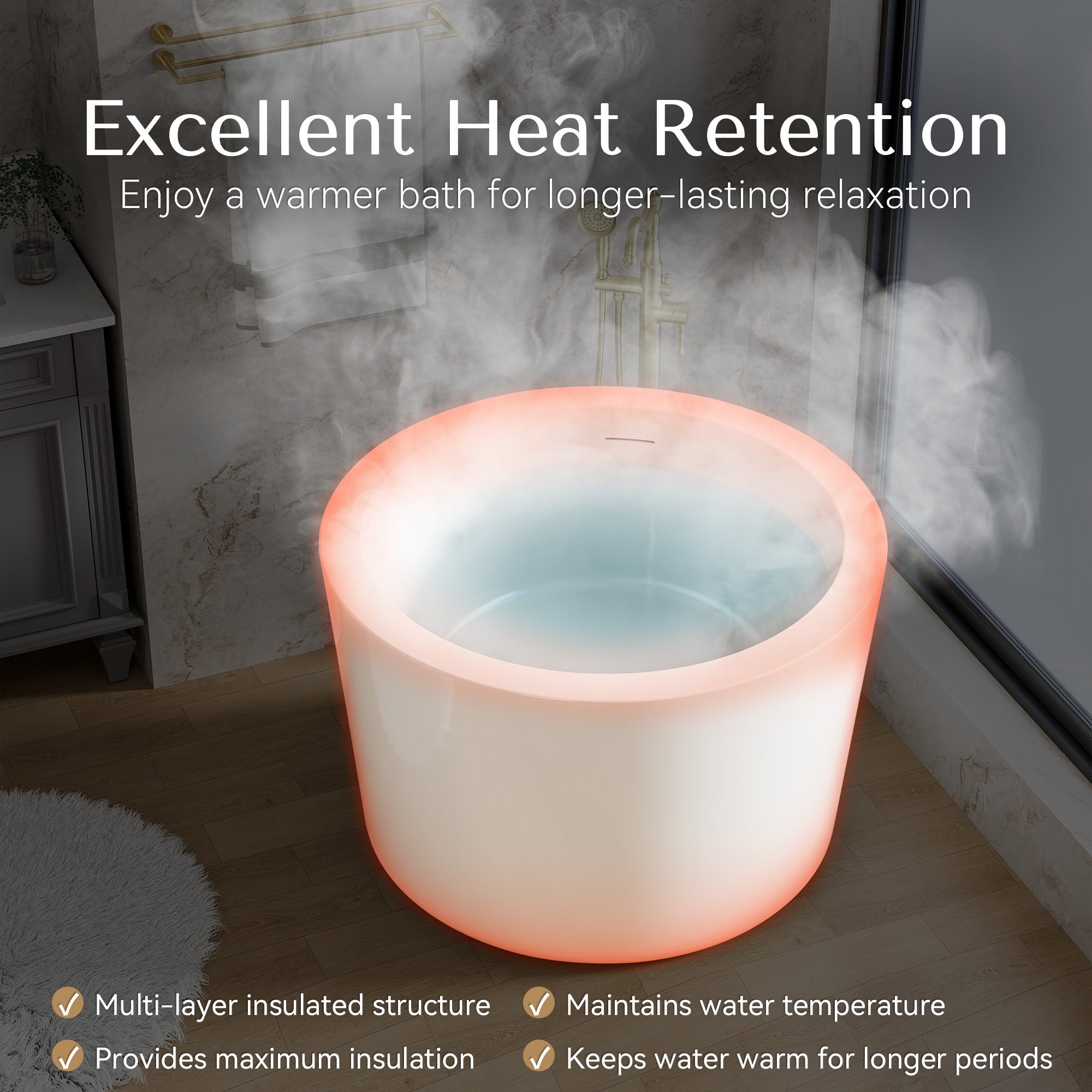 41 in. x 41 in. Acrylic Round Freestanding Soaking Bathtub with Groove Overflow and Pop-up Drainer