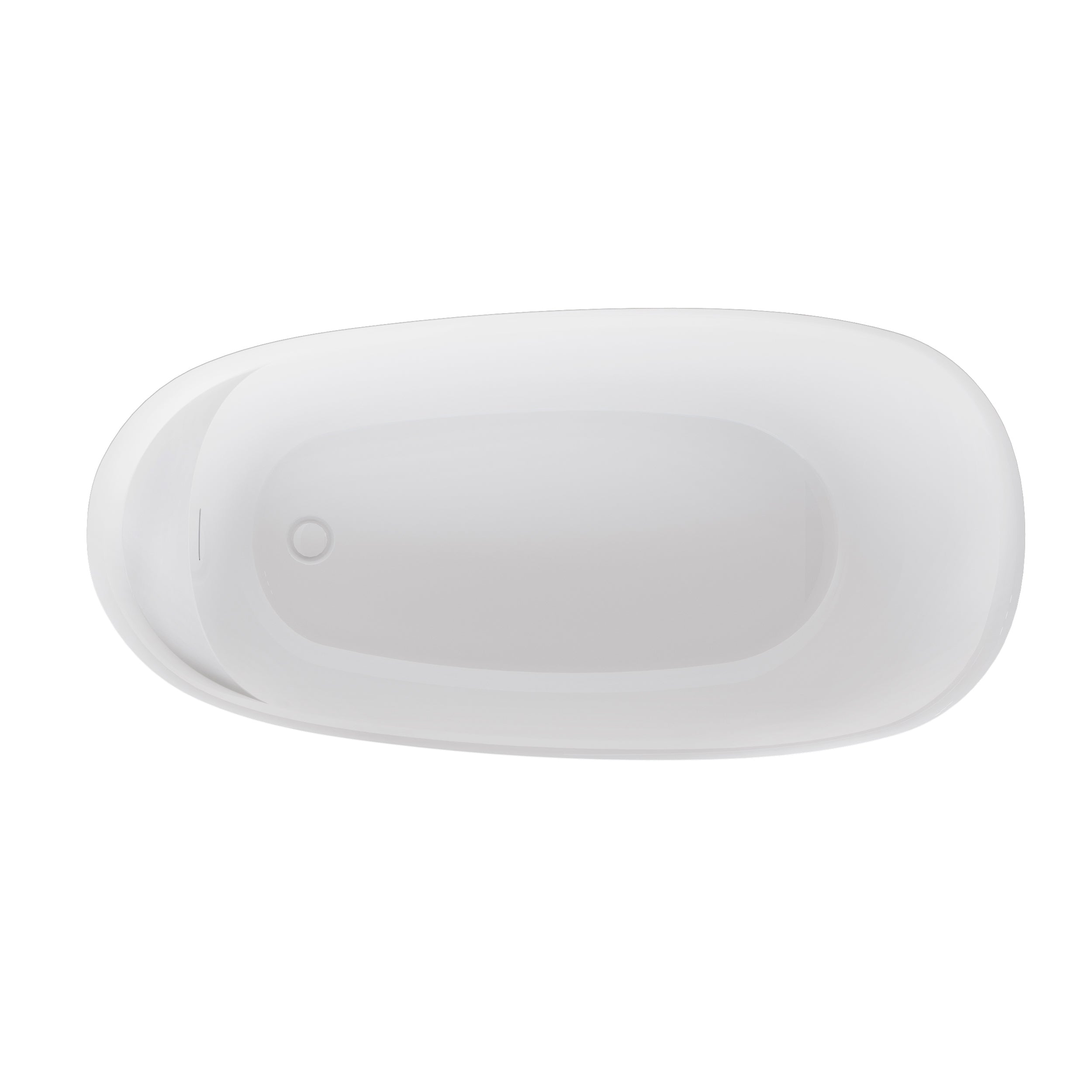 69" Freestanding Glossy White Acrylic Bathtub with Slotted Overflow and Drainer