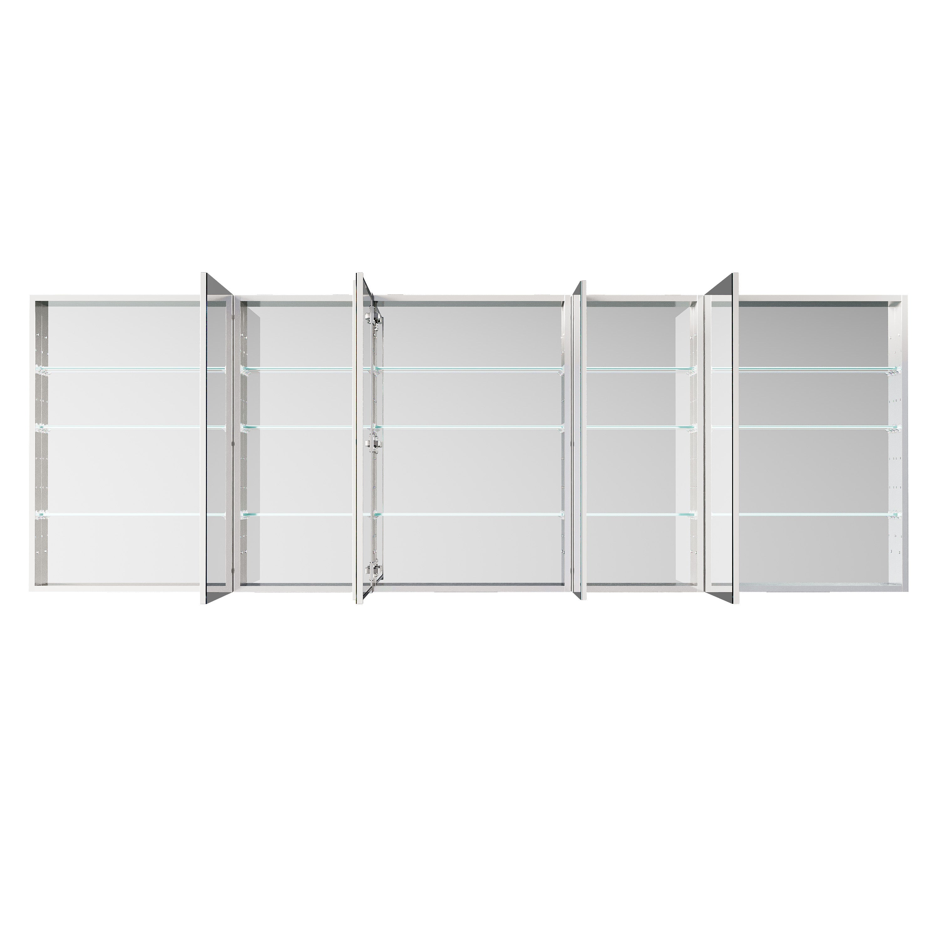 104 in. ×36 in. Copper-Free Tri-Views Mirror Medicine Cabinet with Adjustable Shelves and 5 Swing Doors