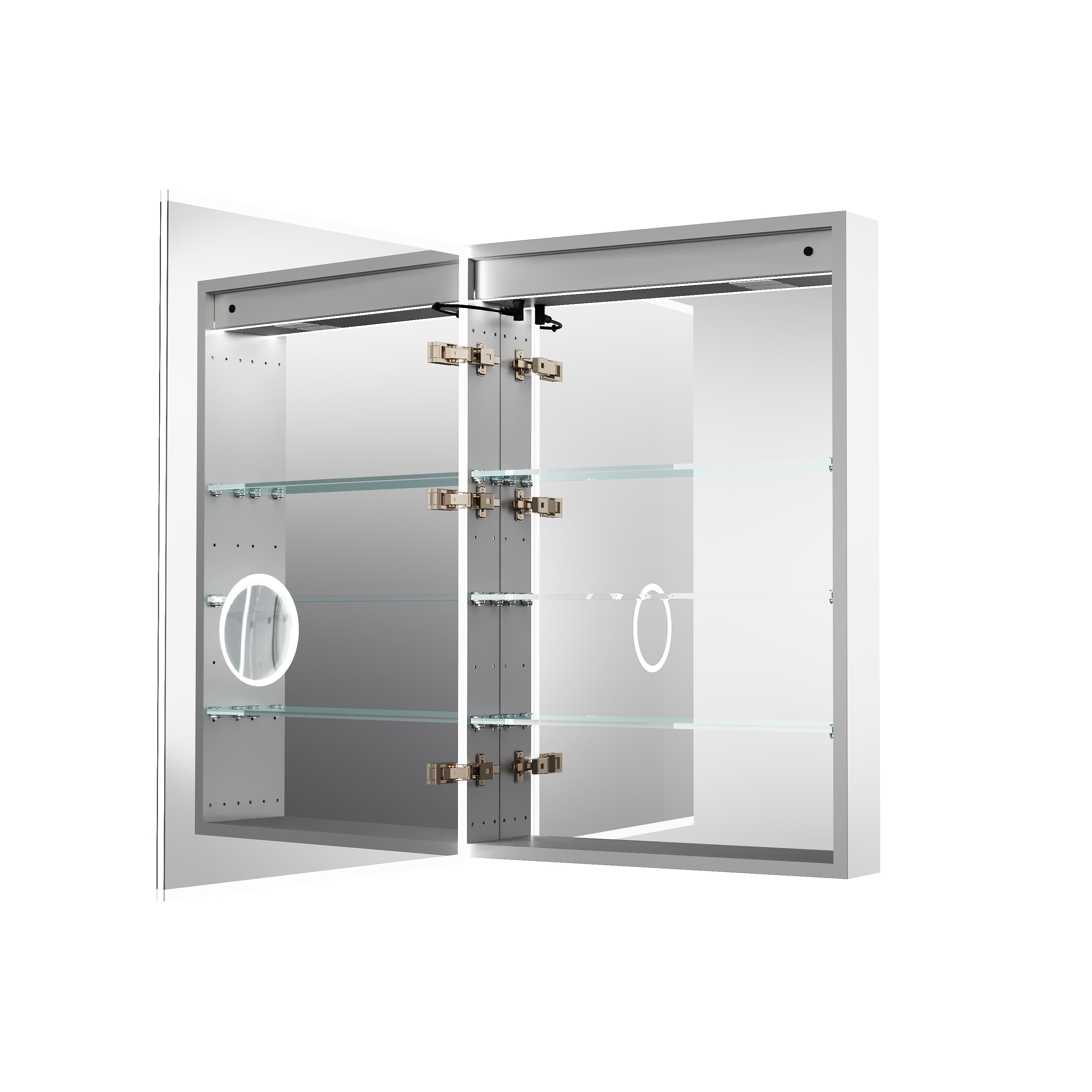 2-Pack 24 in. x 36 in. Recessed/Surface Mount LED Medicine Cabinet with 3X Magnifier Glass Mirror, Left Hinge+Right Hinge