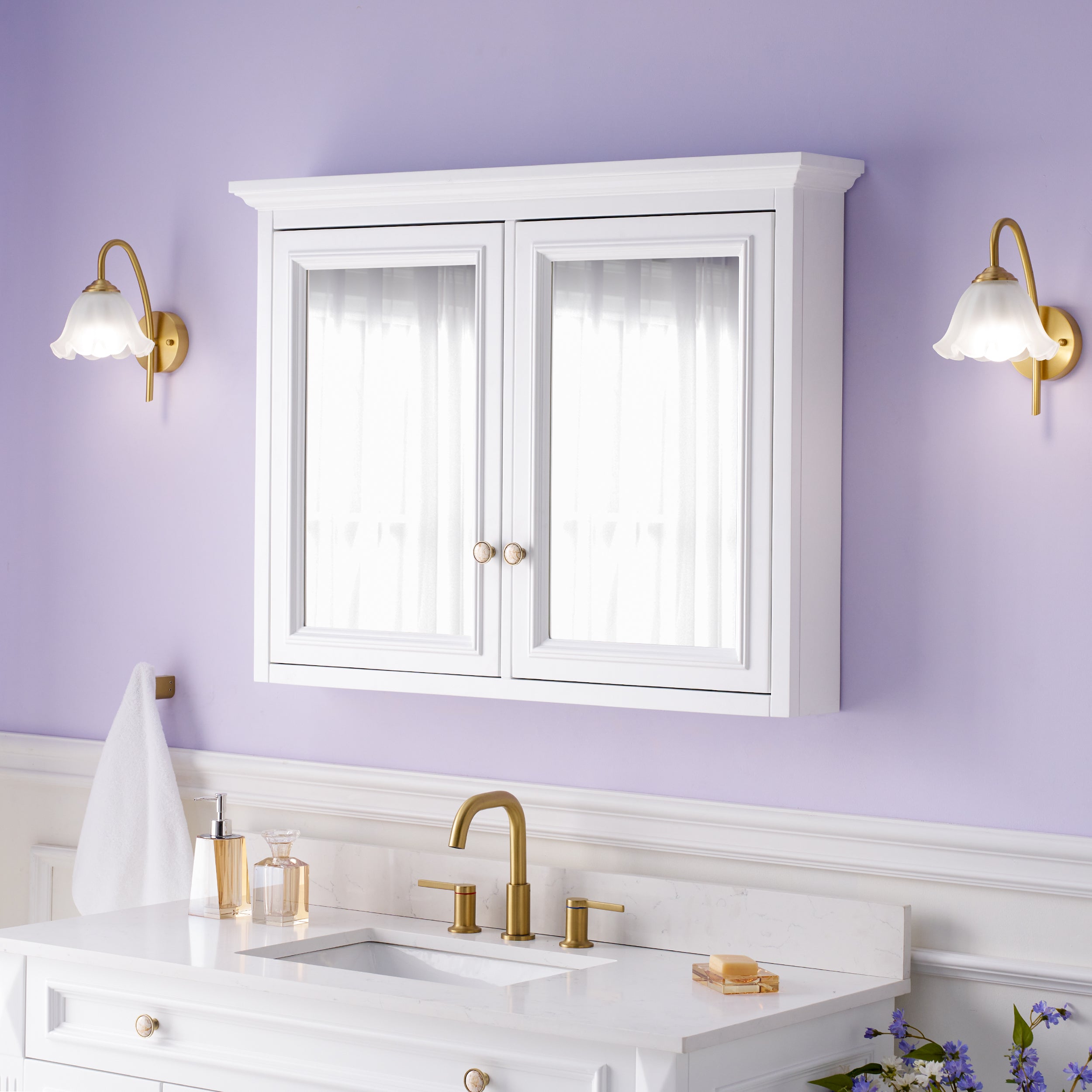 40 in. W x 30 in. H Solid Wood Surface-Mount Medicine Cabinet with Mirror, Z-Bar Hangs Vertically