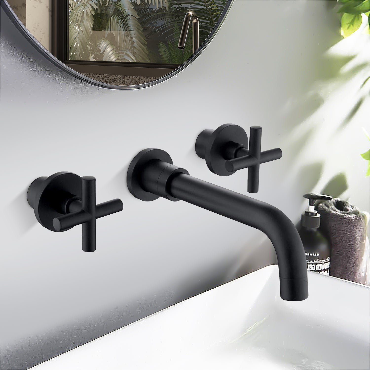 2-Handle Wall Mount Bathroom Faucet