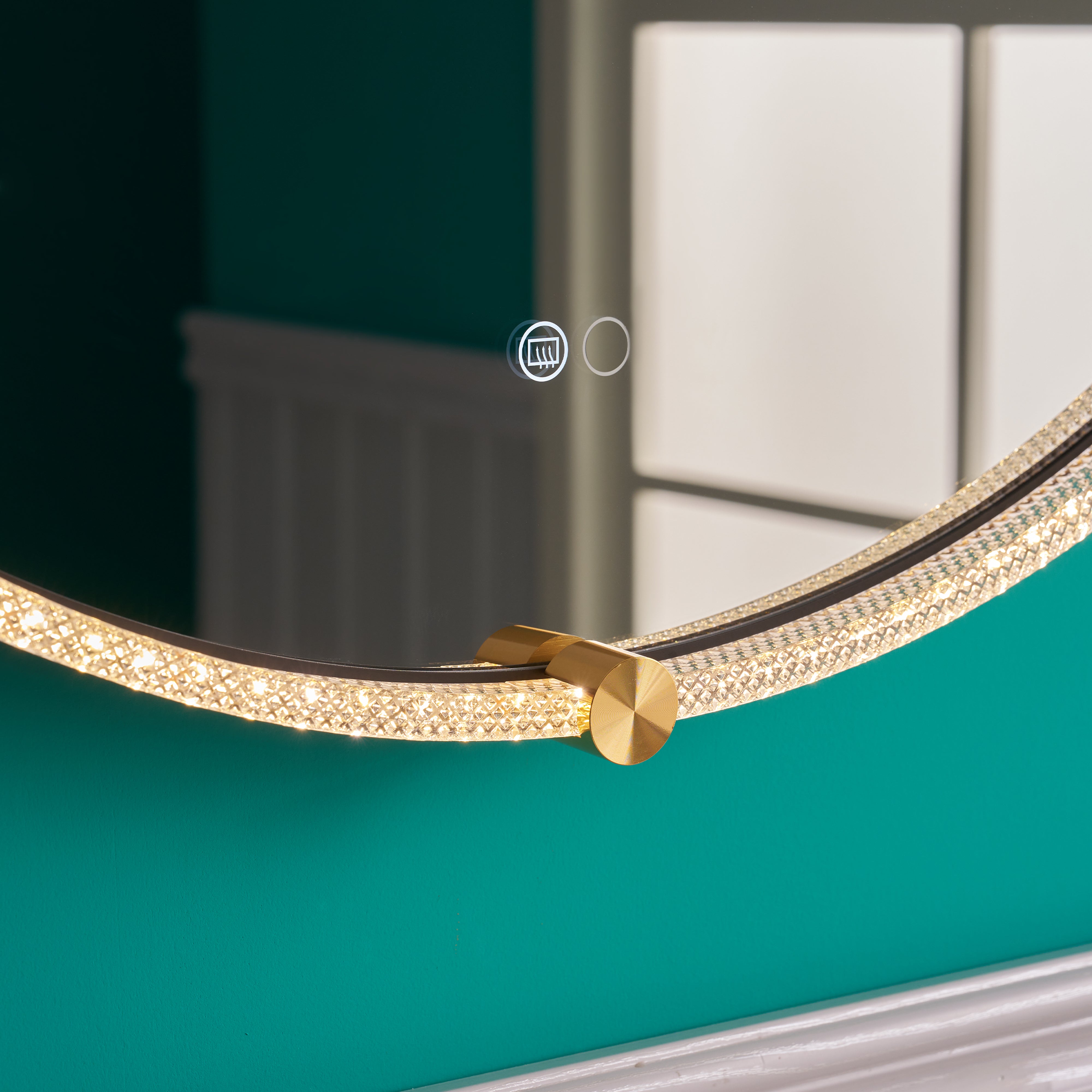 32 in. W x 32 in. H Framed Round LED Light Bathroom Vanity Mirror with Defogging Function