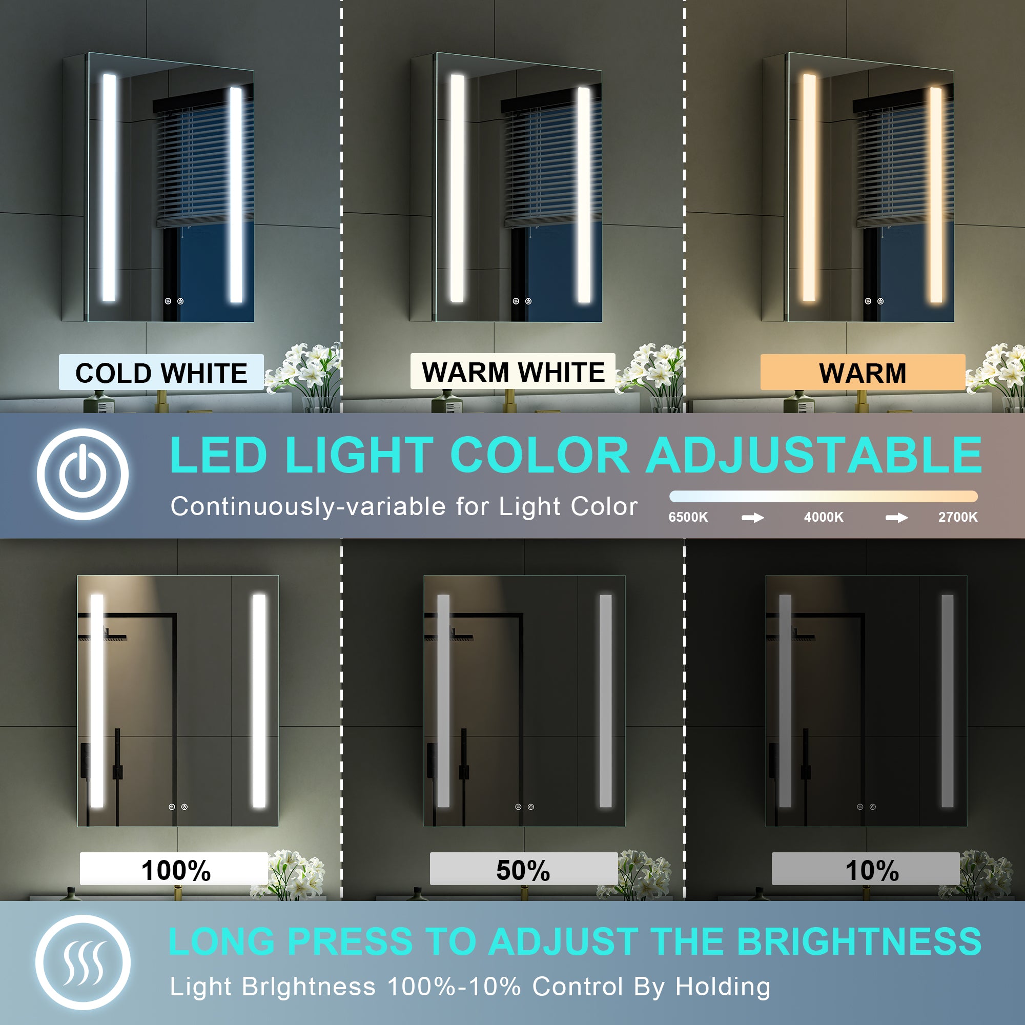 24 in. x 30 in. LED Lighted Surface/Recessed Mount Mirror Medicine Cabinet with Outlet left Side