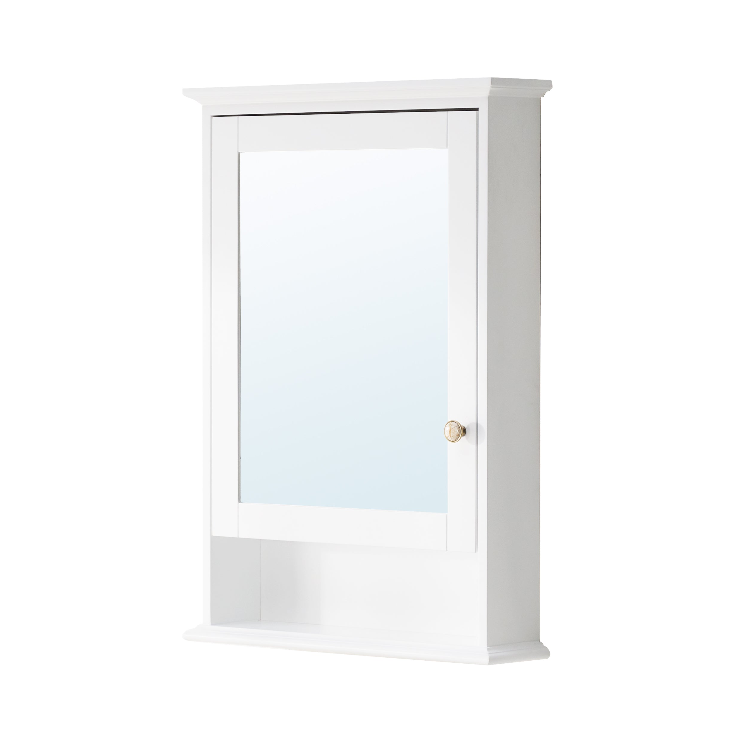 24 in.W x 34 in.H Surface-Mount Bathroom Solid Wood Medicine Cabinet with Mirror in White