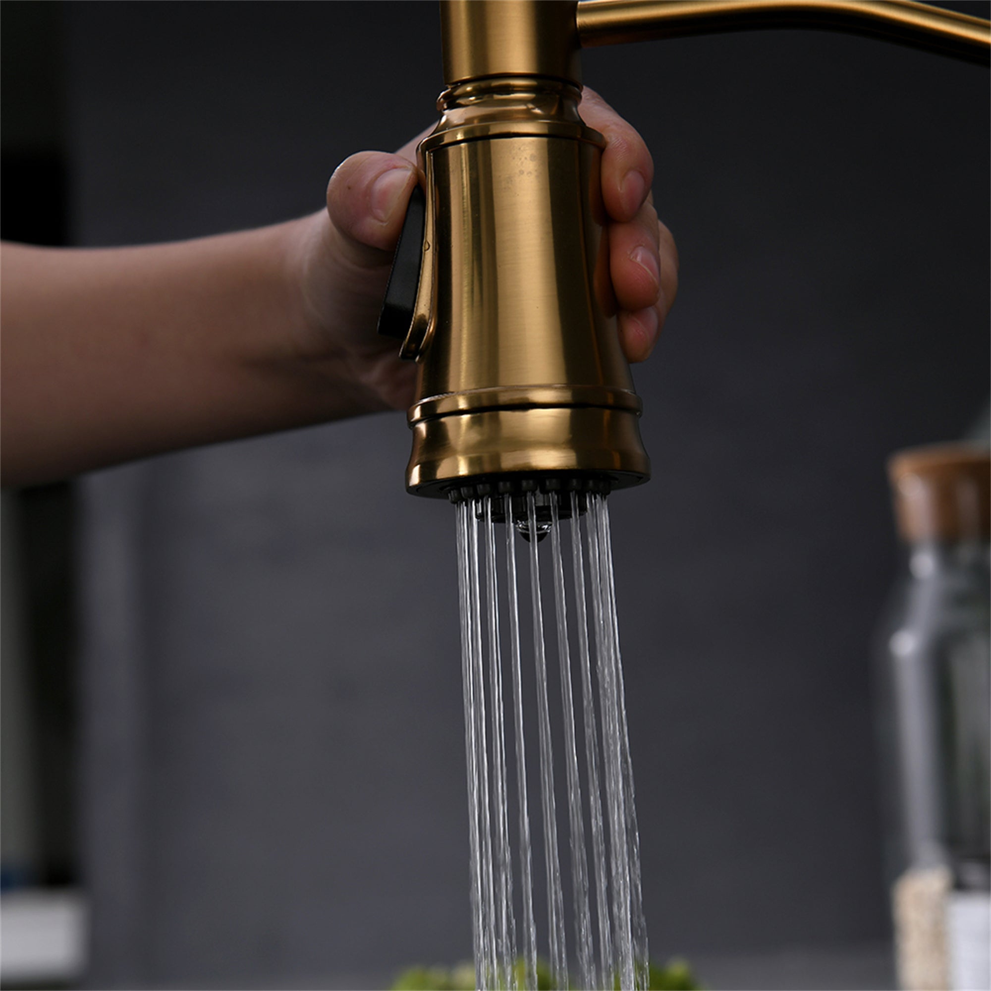 Single Handle Touchless Gooseneck Pull Down Sprayer Kitchen Faucet with Dual Function