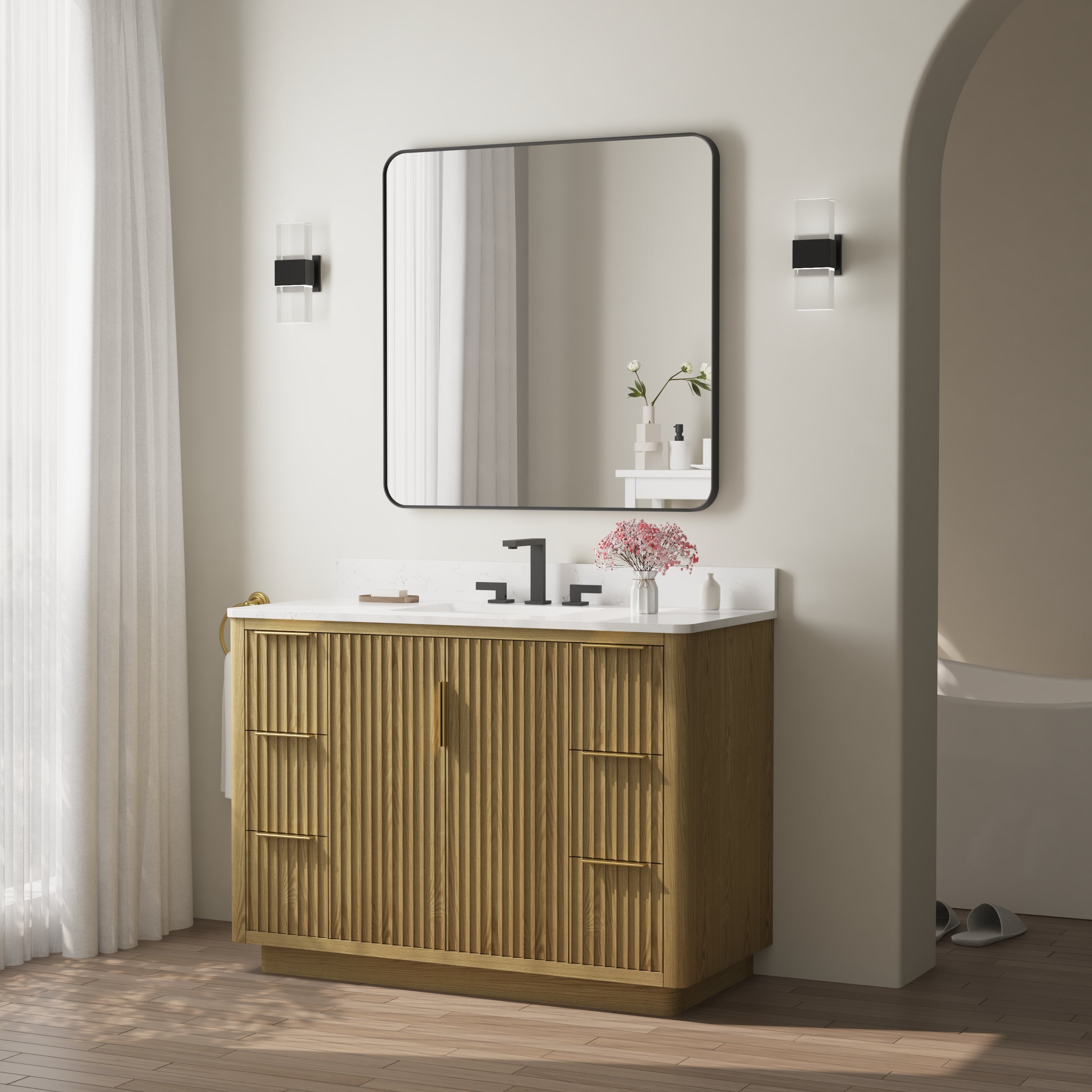 36-in W x 36-in H Black Rectangular Framed Bathroom Vanity Mirror