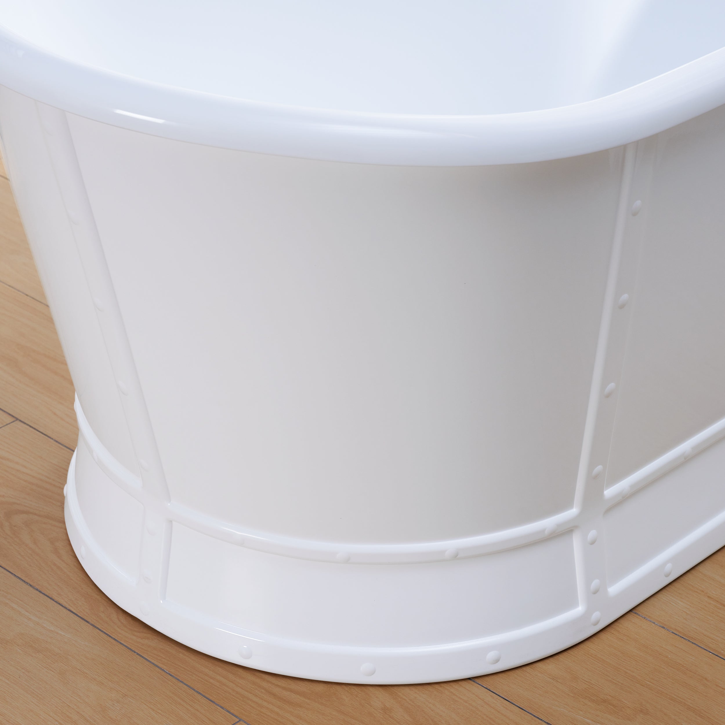 66" Freestanding Glossy White Acrylic Bathtub with Slotted Overflow and Drain